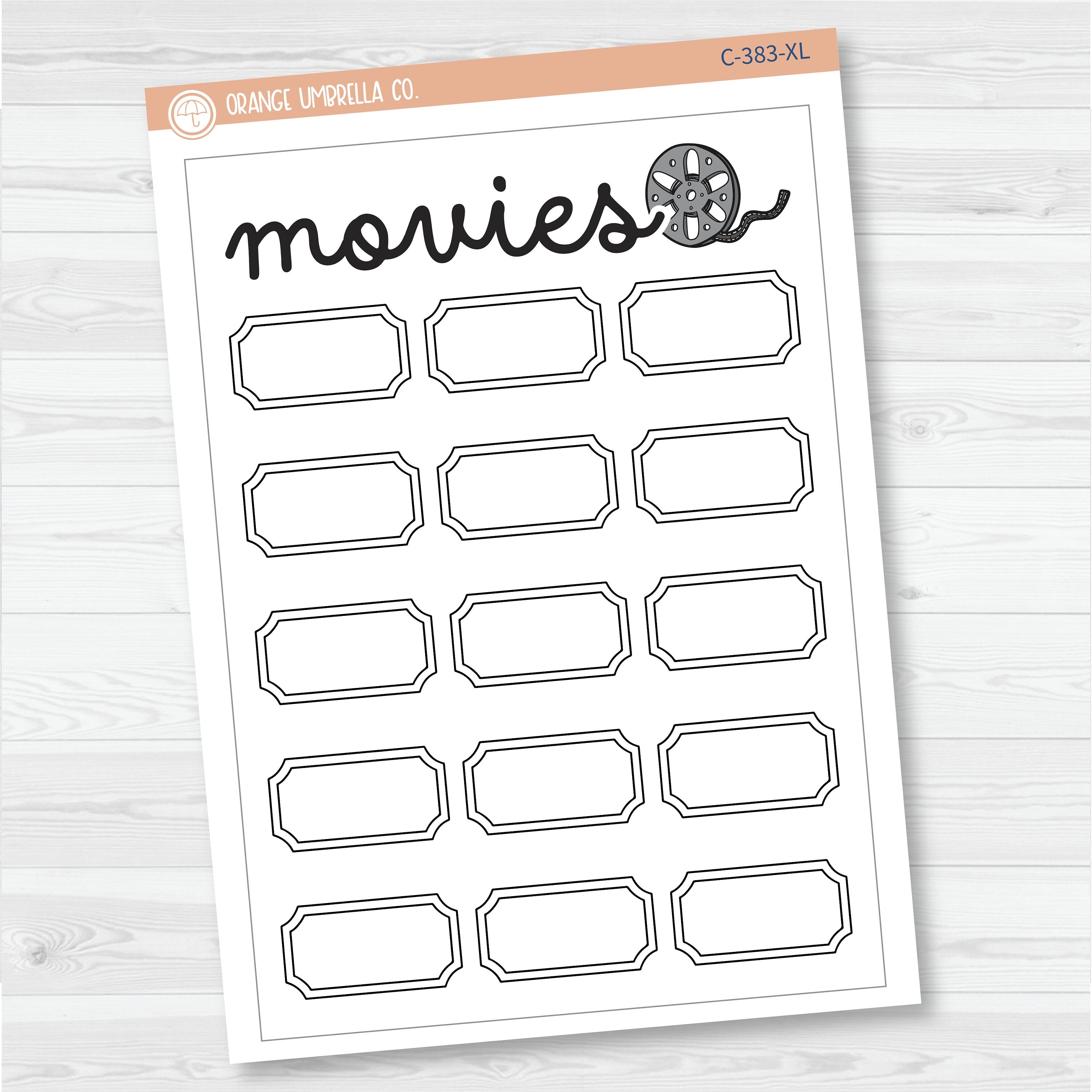 NP-Movie Tracker Full Page A5 & 7x9 Size Deco Planner Stickers | C-383