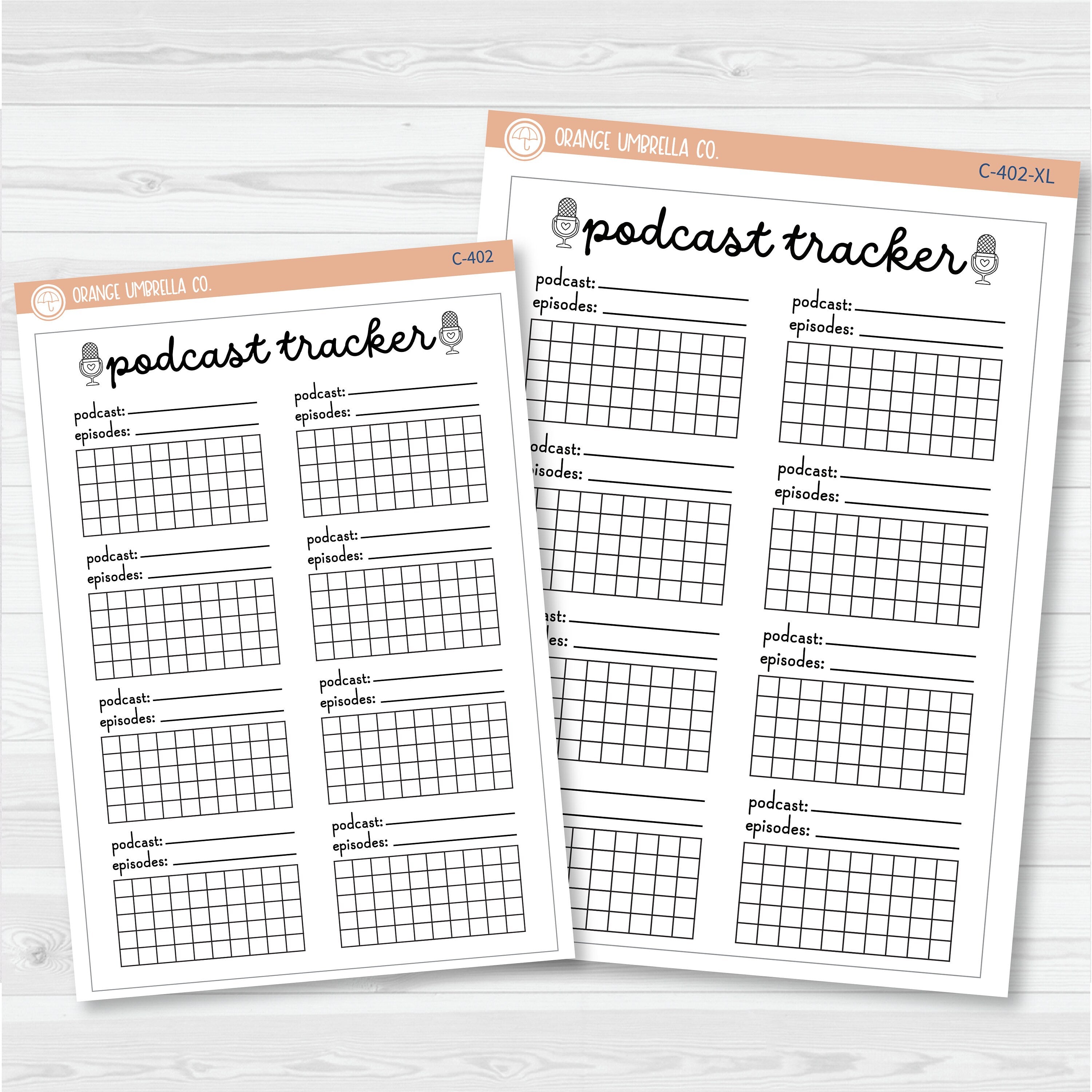 NP-Podcast Tracker Full Page A5 & 7x9 Size Deco Planner Stickers | C-402