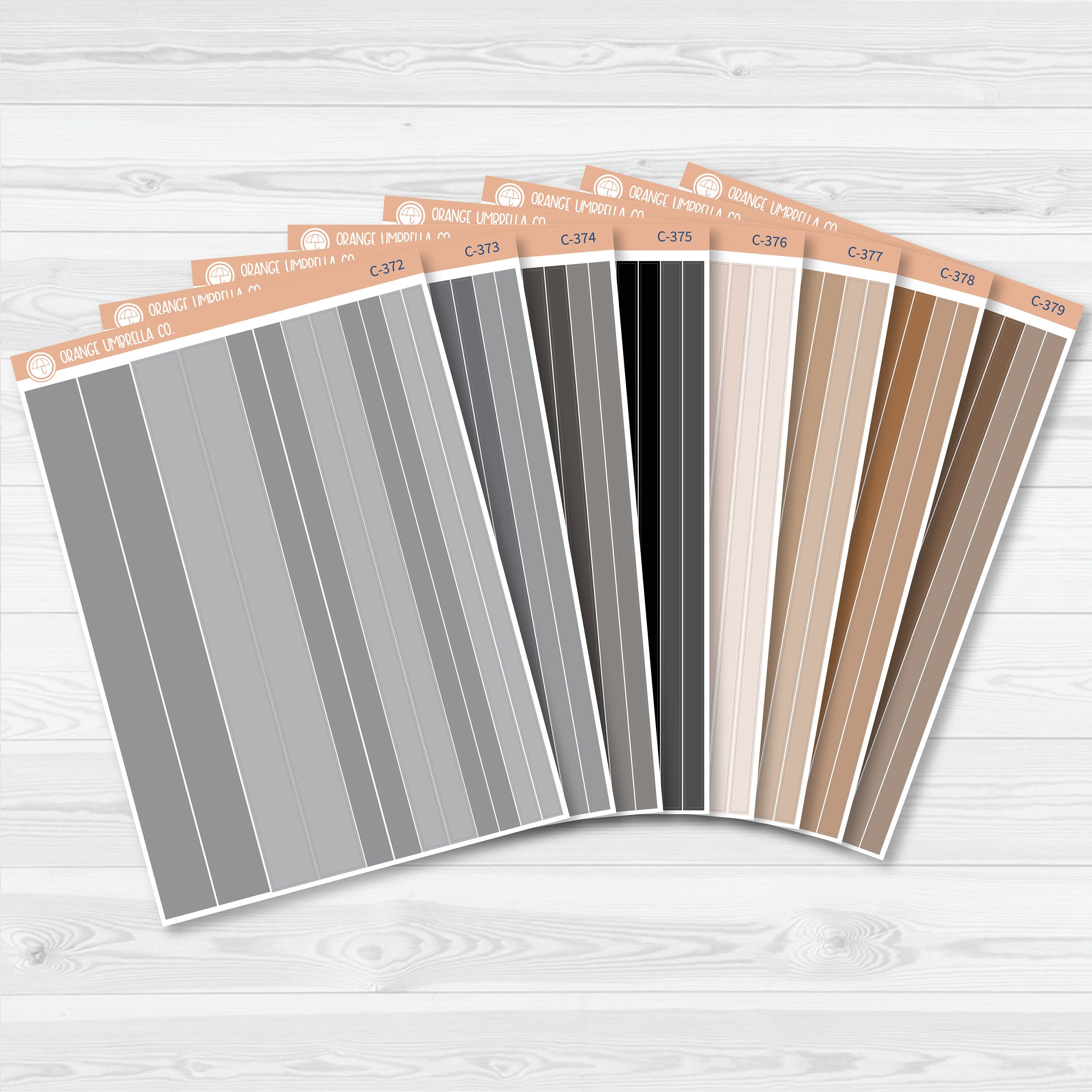 Washi Planner Stickers | Neutrals Palette | C-372-C-379