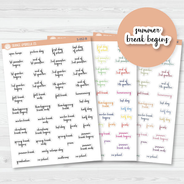 NP-School Related Holiday Mini Script Planner Stickers | F14 | S-052