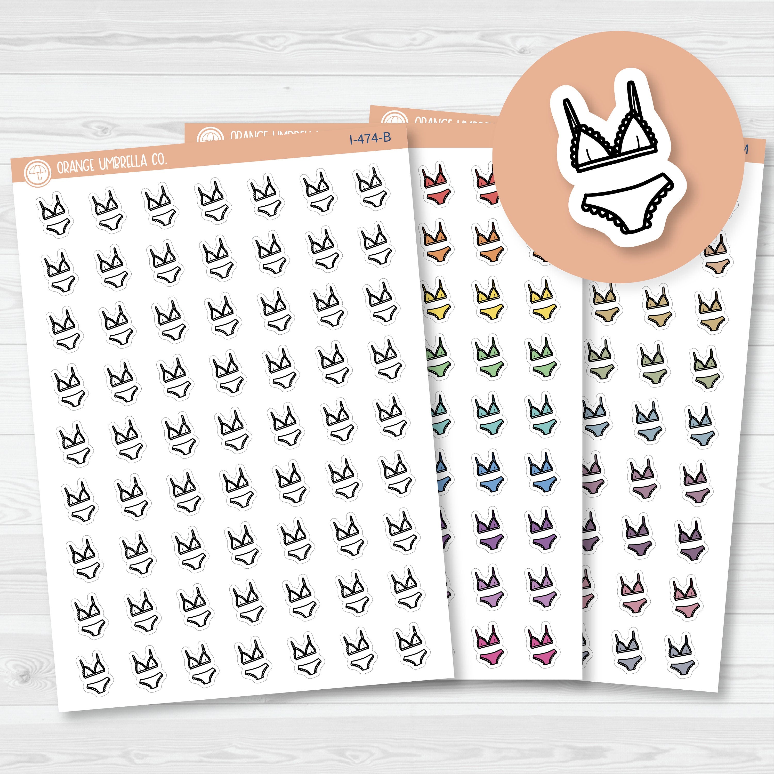 Hand Doodled Lingerie Icon Planner Stickers | I-474