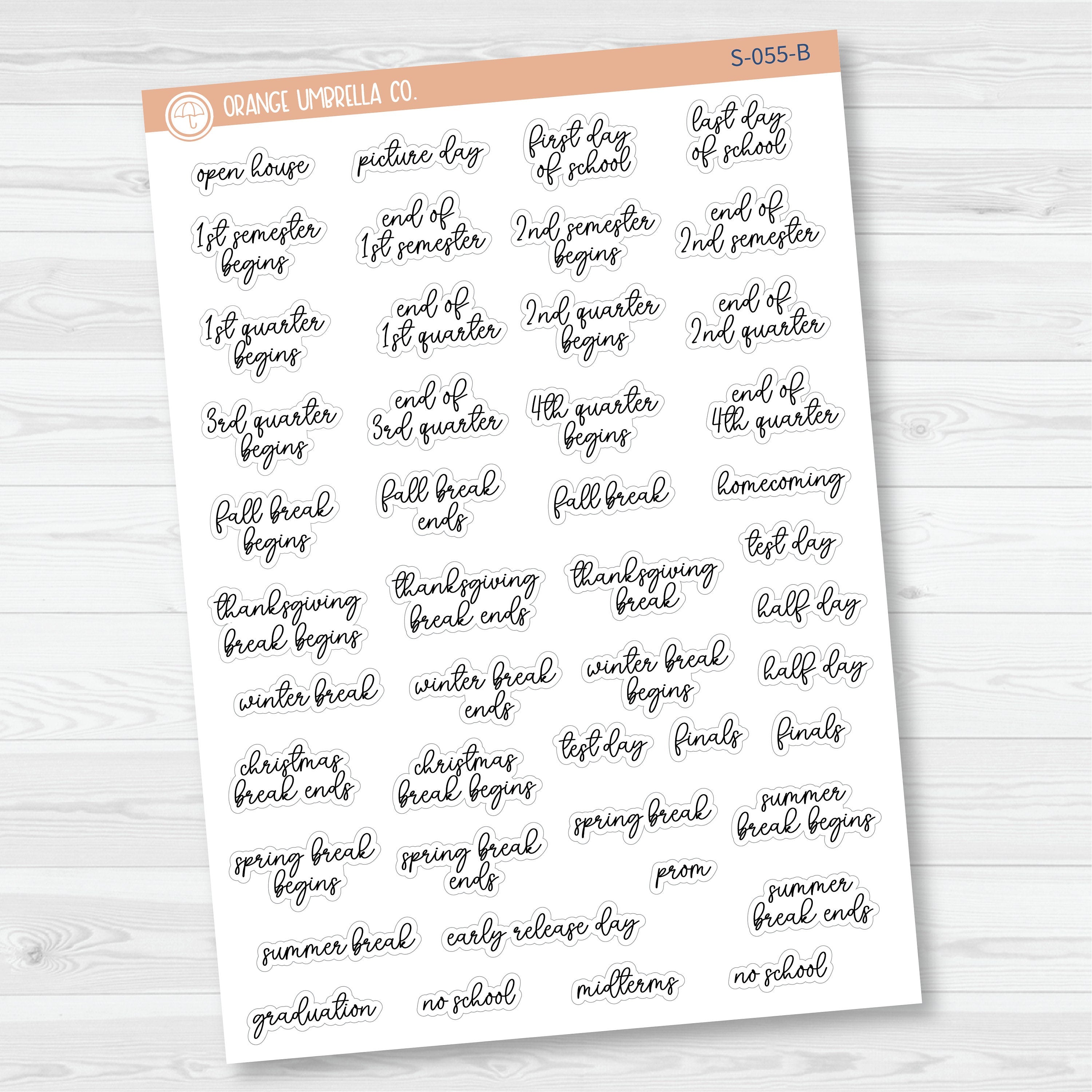 NP-School Related Holiday Script Planner Stickers | F15 | S-055