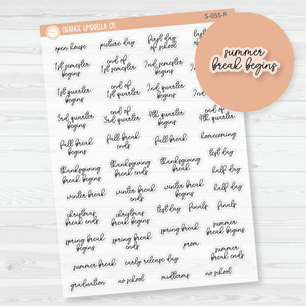 NP-School Related Holiday Script Planner Stickers | F15 | Clear Matte | S-055-BCM