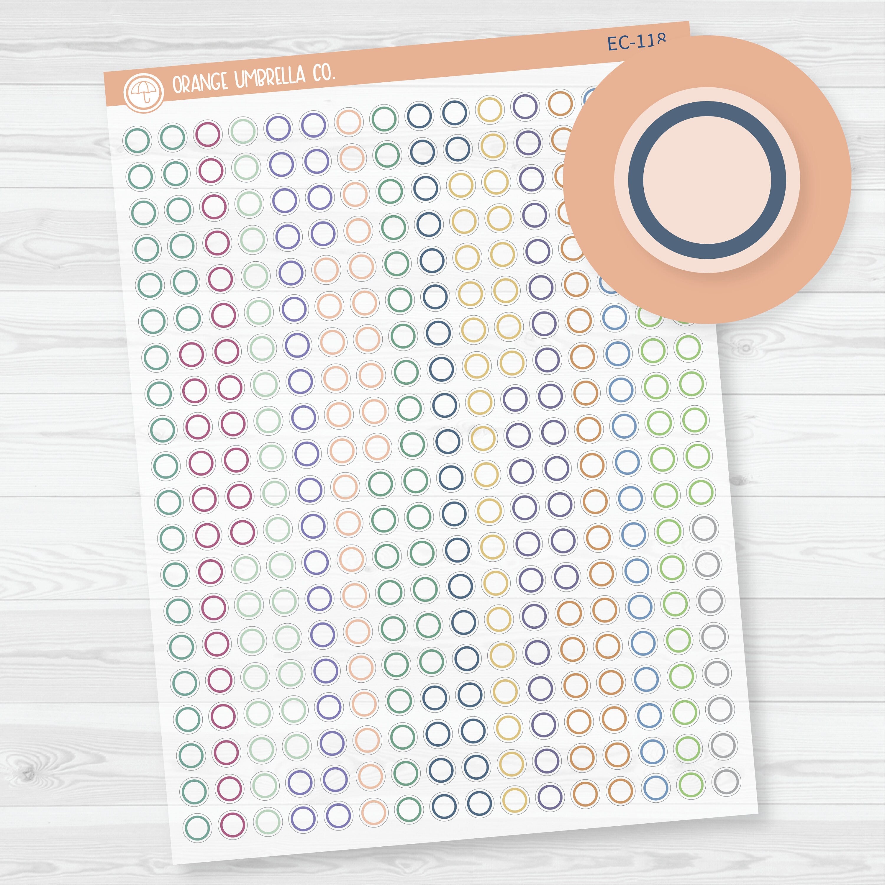 CLEARANCE | EC Outline Mini Circle Planner Stickers | Clear Matte ...