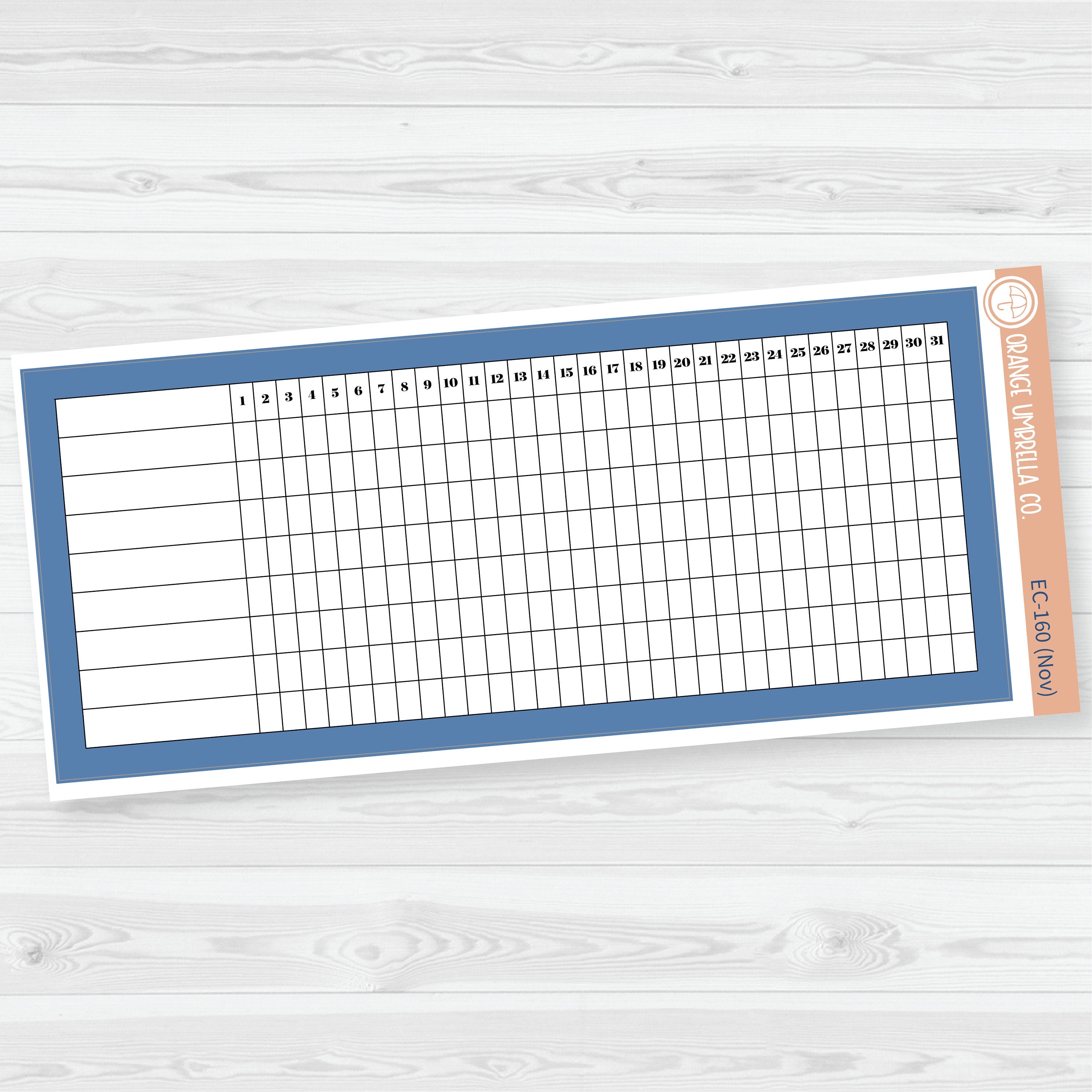 7x9 Habit Tracker Dashboard Planner Stickers | EC Palette July to Dec | ECP-156-ECP-161