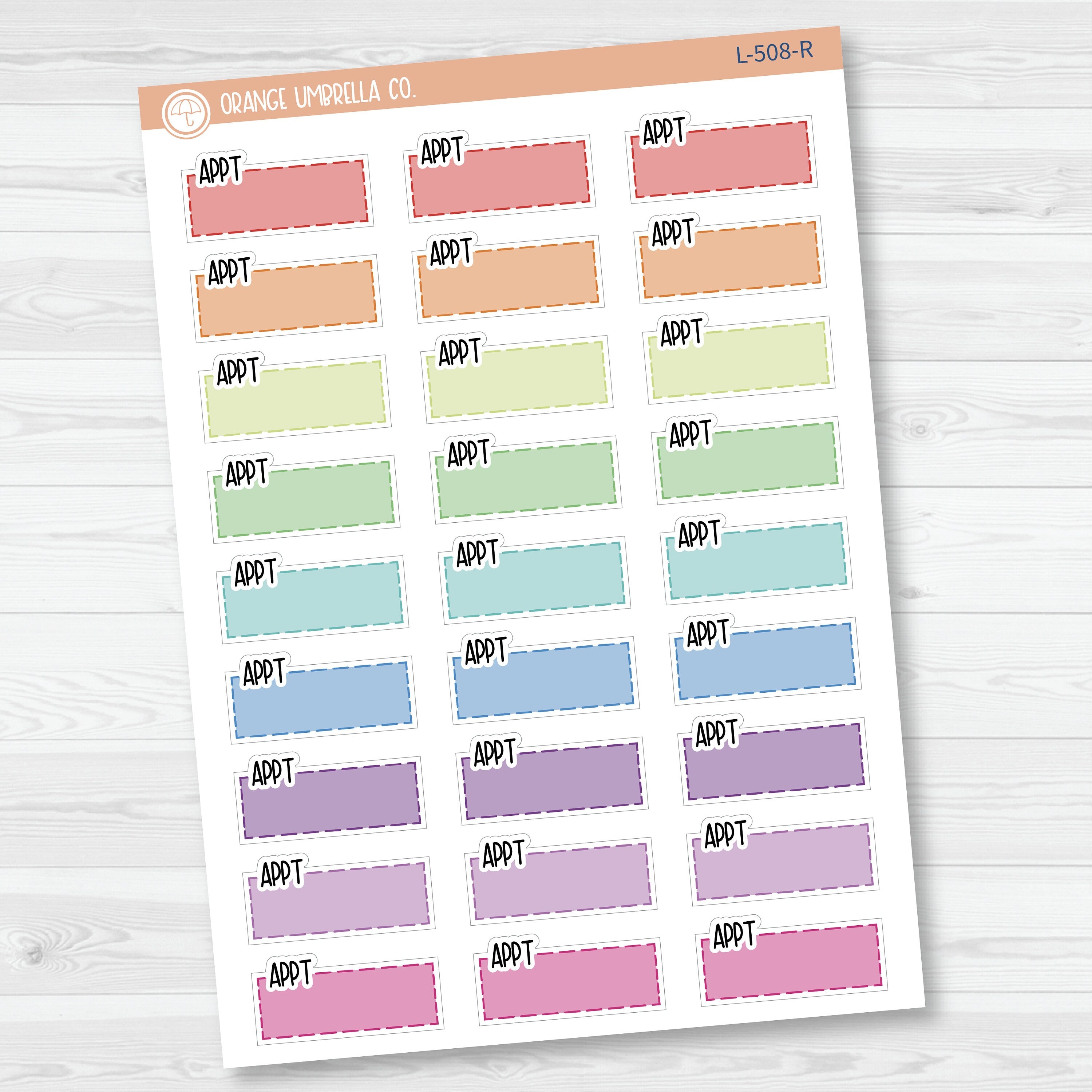 Appt Hobonichi Color Stitched Quarter Box Planner Stickers | L-508