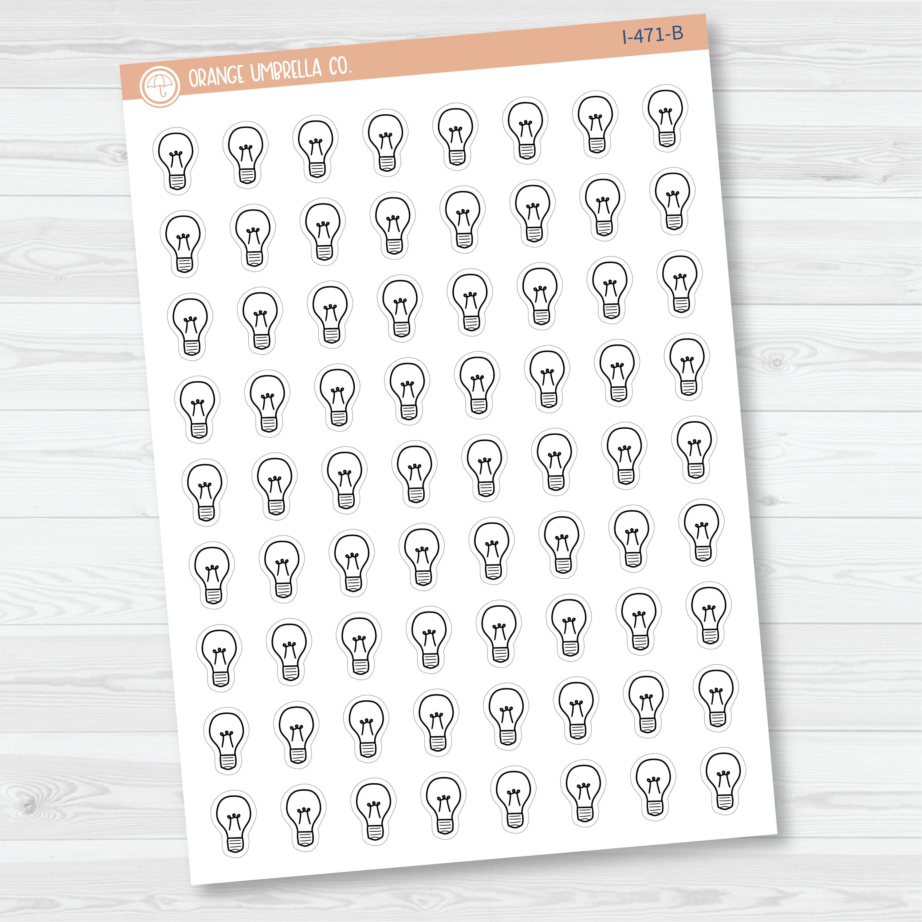 Hand Doodled Lightbulb Icon Planner Stickers | I-471