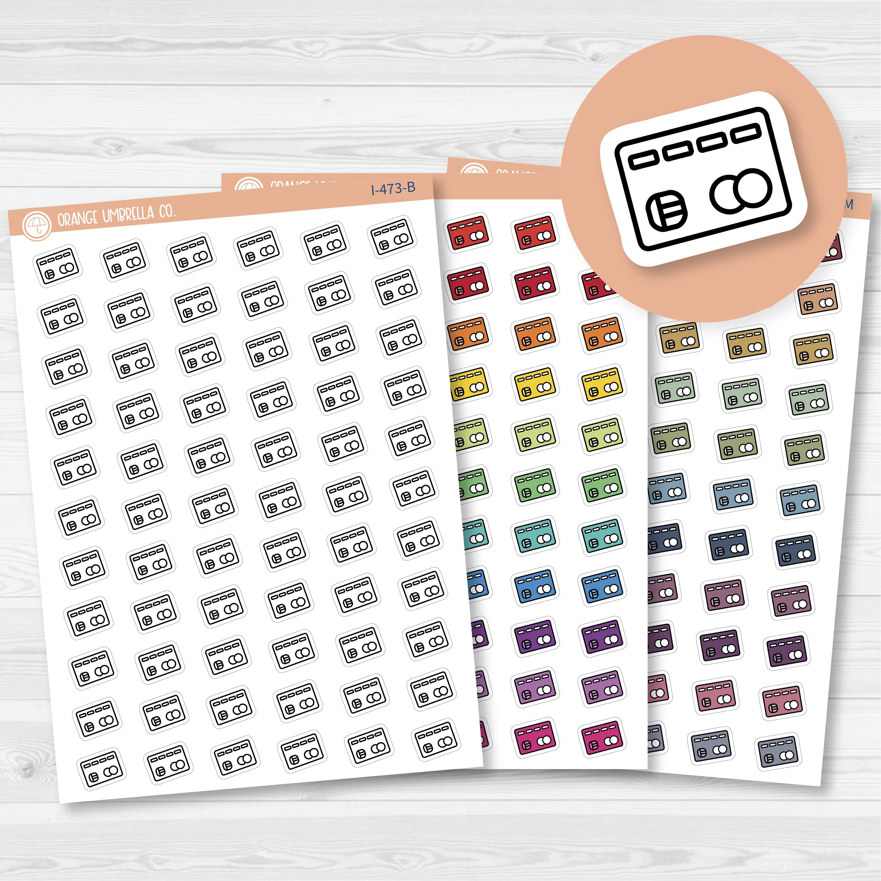 Hand Doodled Credit Card Icon Planner Stickers | I-473