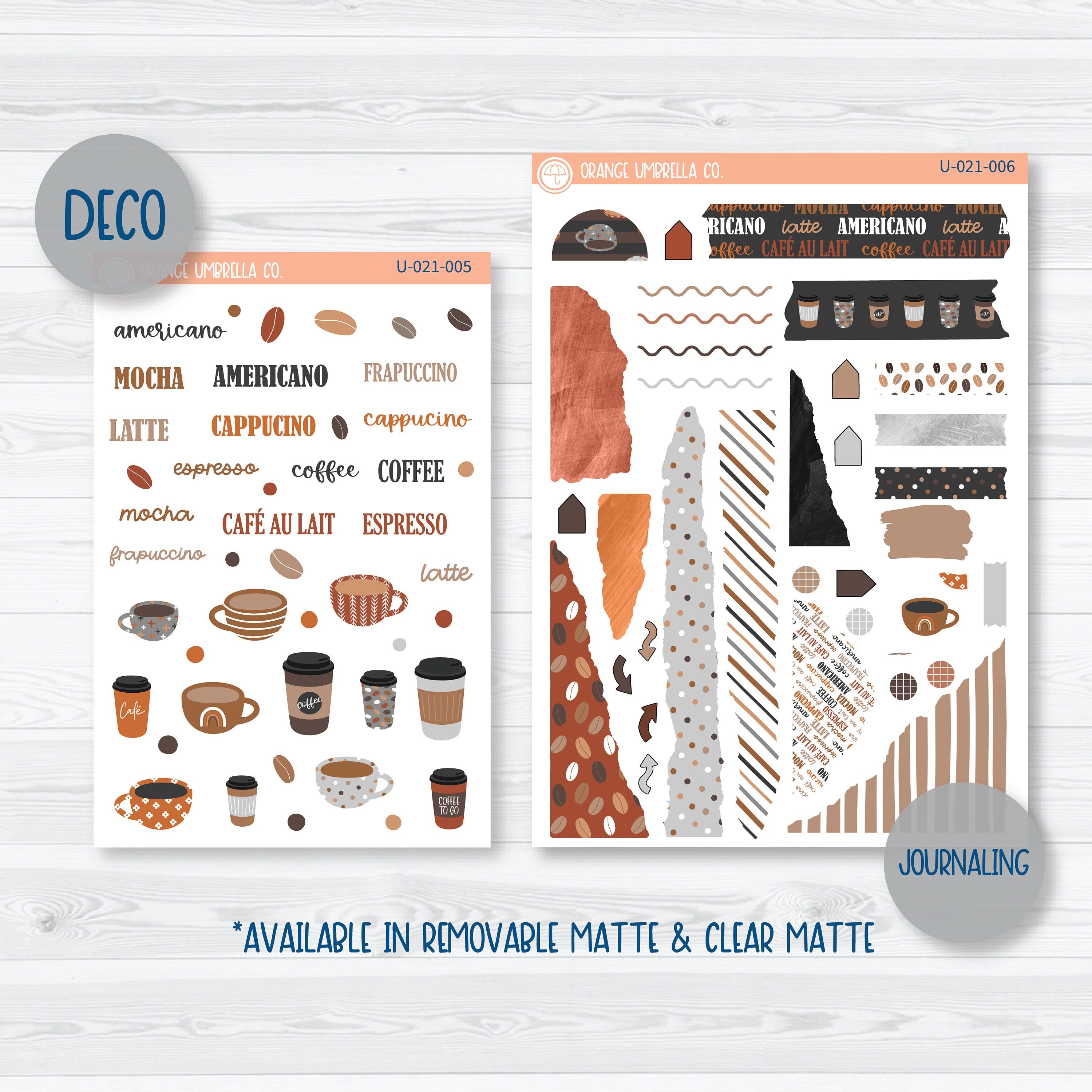Coffee Lovers Universal Planner Kit | Journal Style Planner Kit Stickers | U-021