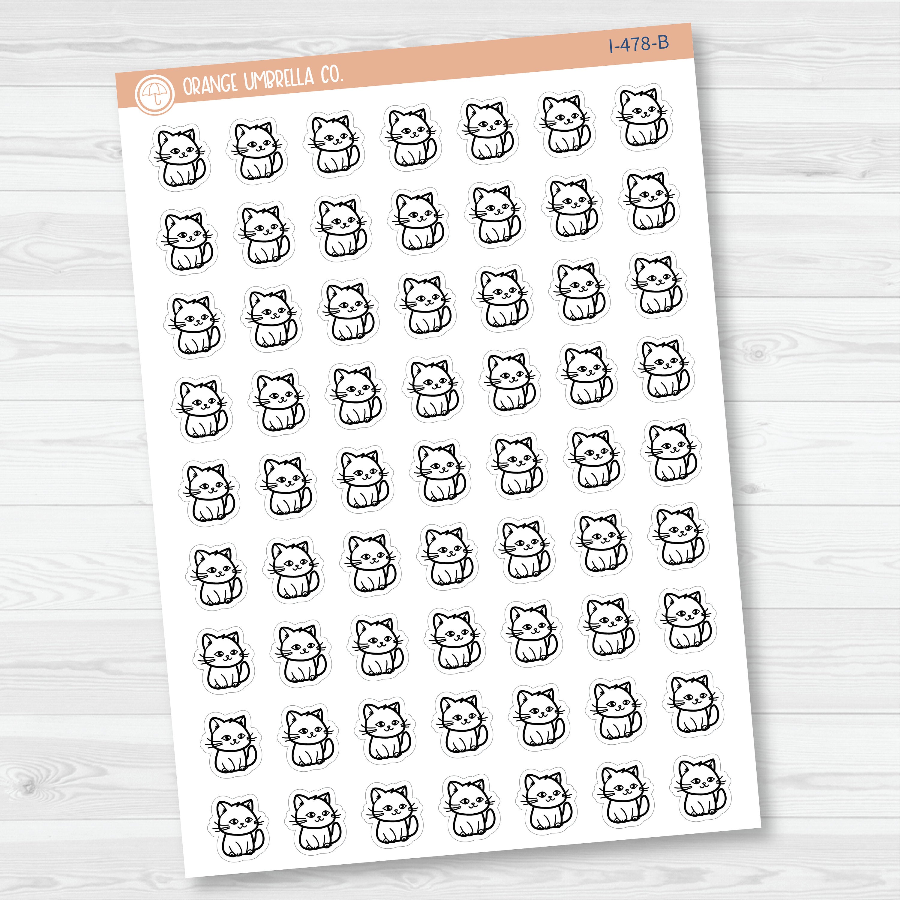 Hand Doodled Cat Icon Planner Sticker | I-478