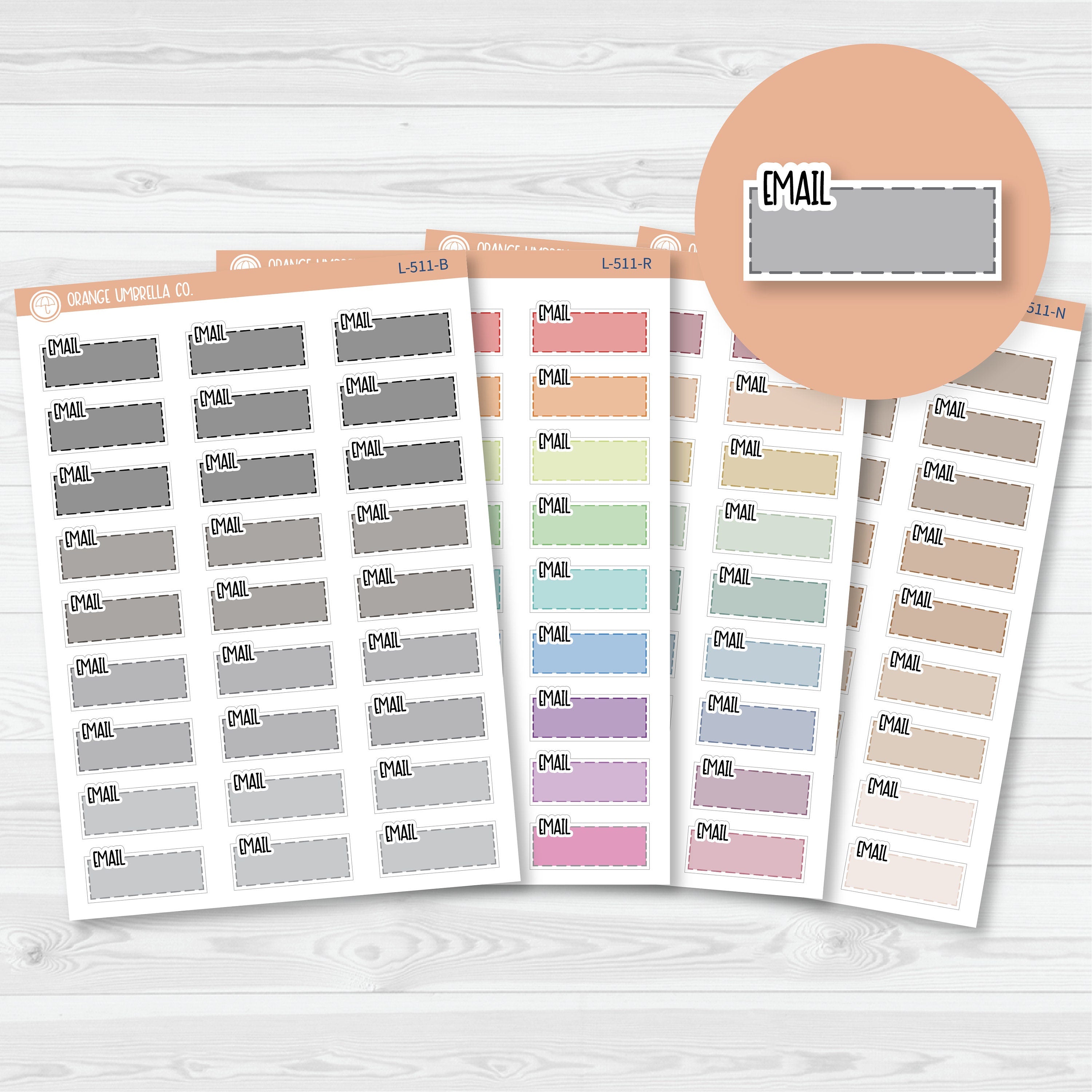 Email\ To Email Hobonichi Color Stitched Quarter Box Planner Stickers | L-511