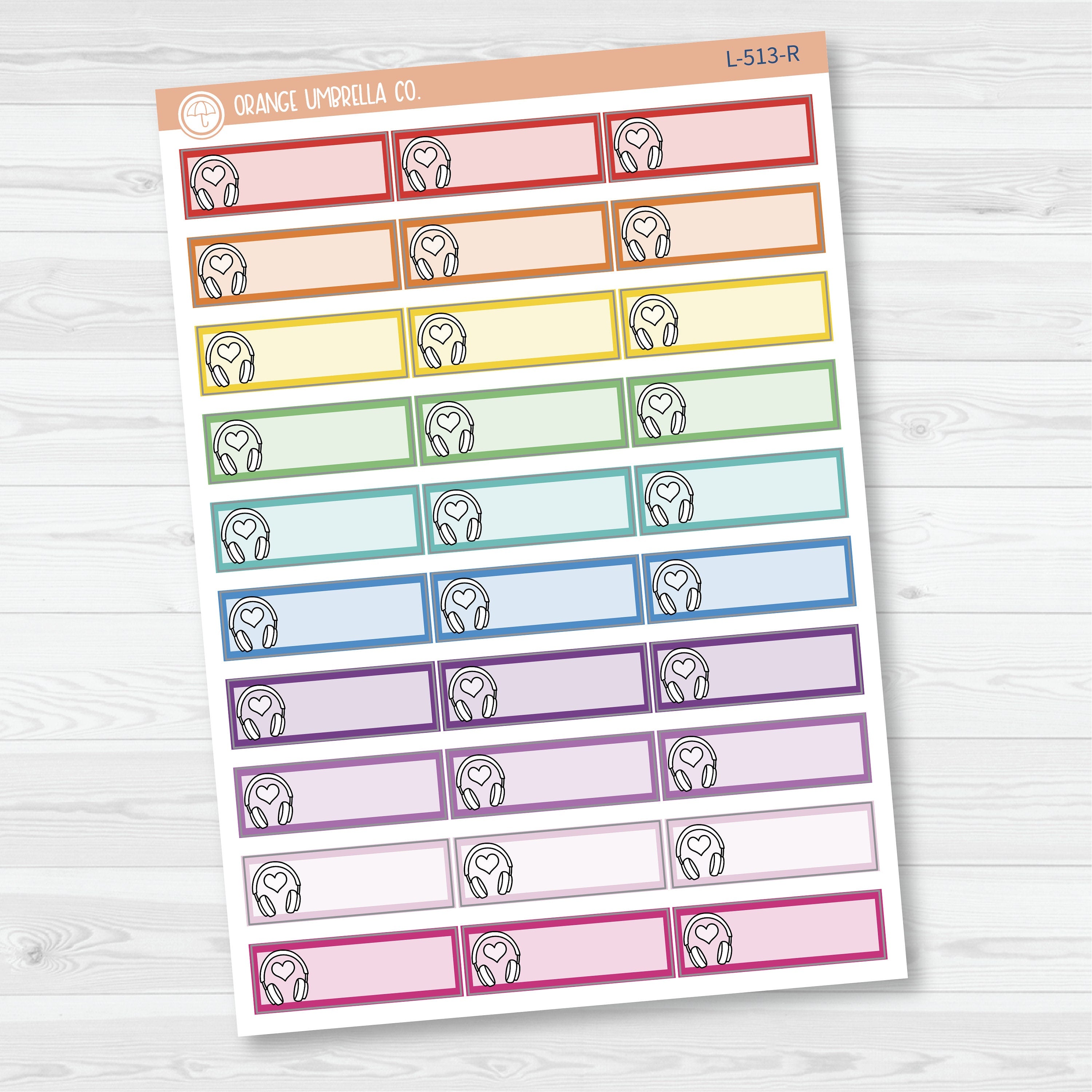 Hand Doodled Headphones Color Label Planner Stickers | Solid Color Labels | L-513