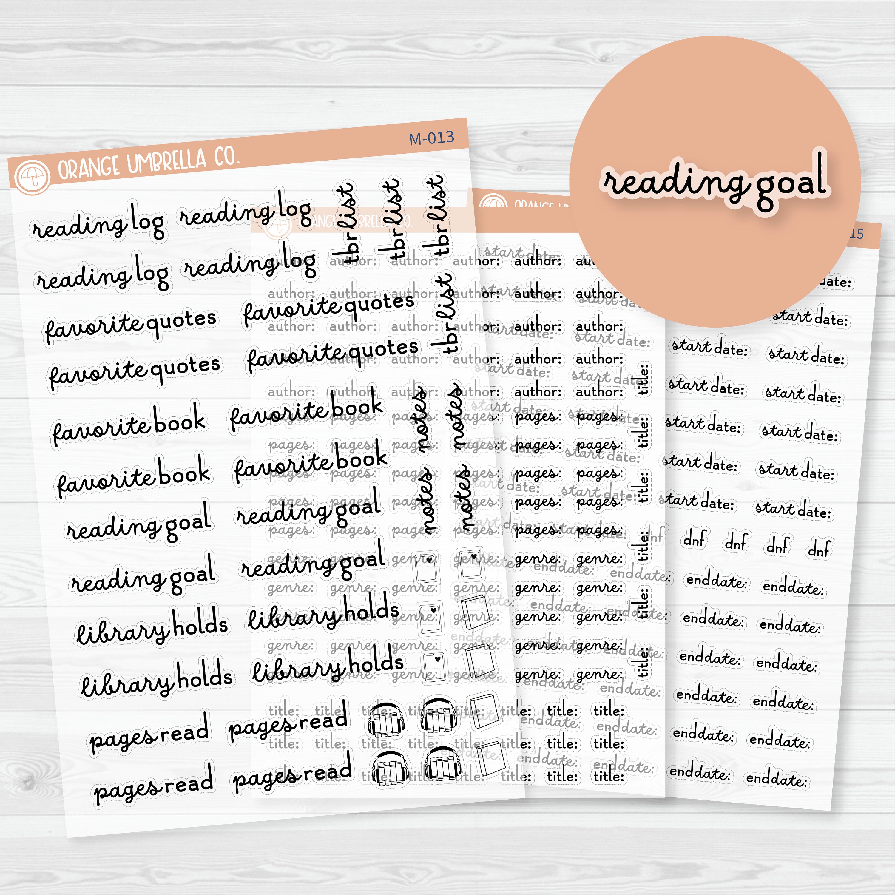 Reading Note Sheet Builder Planner Stickers | Clear Matte | M-013-, M-014 & M-015-BCM