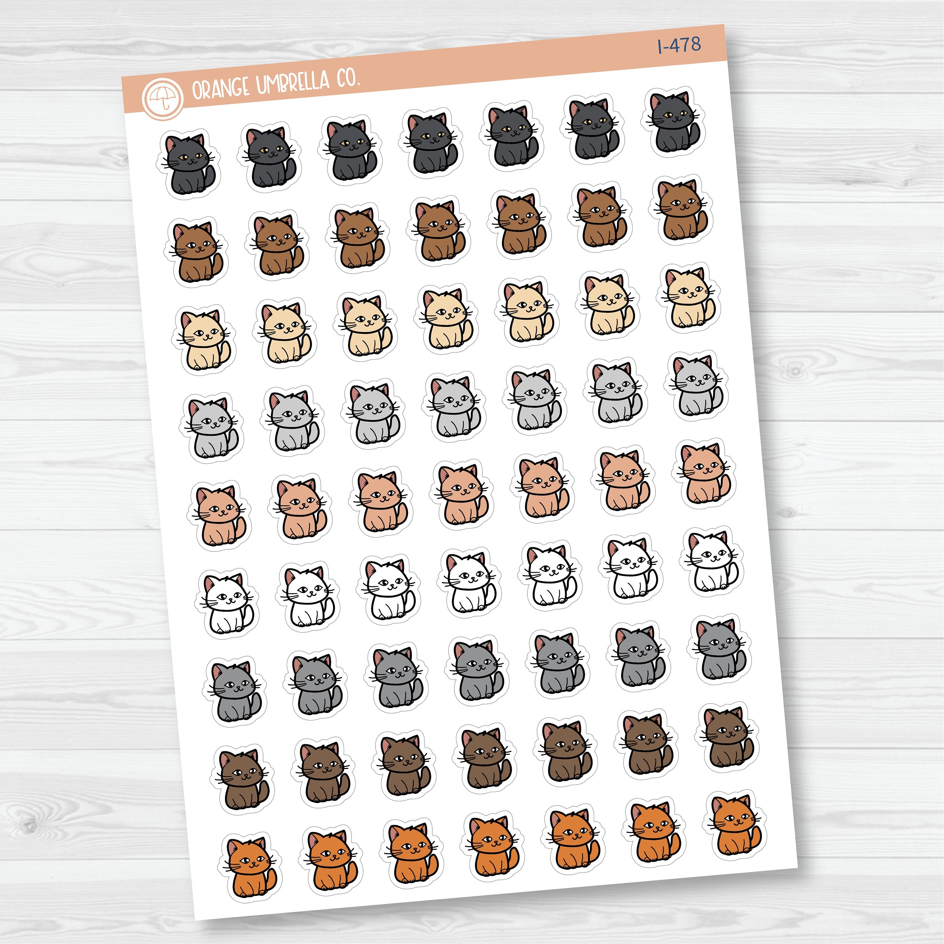 Hand Doodled Cat Icon Planner Sticker | I-478