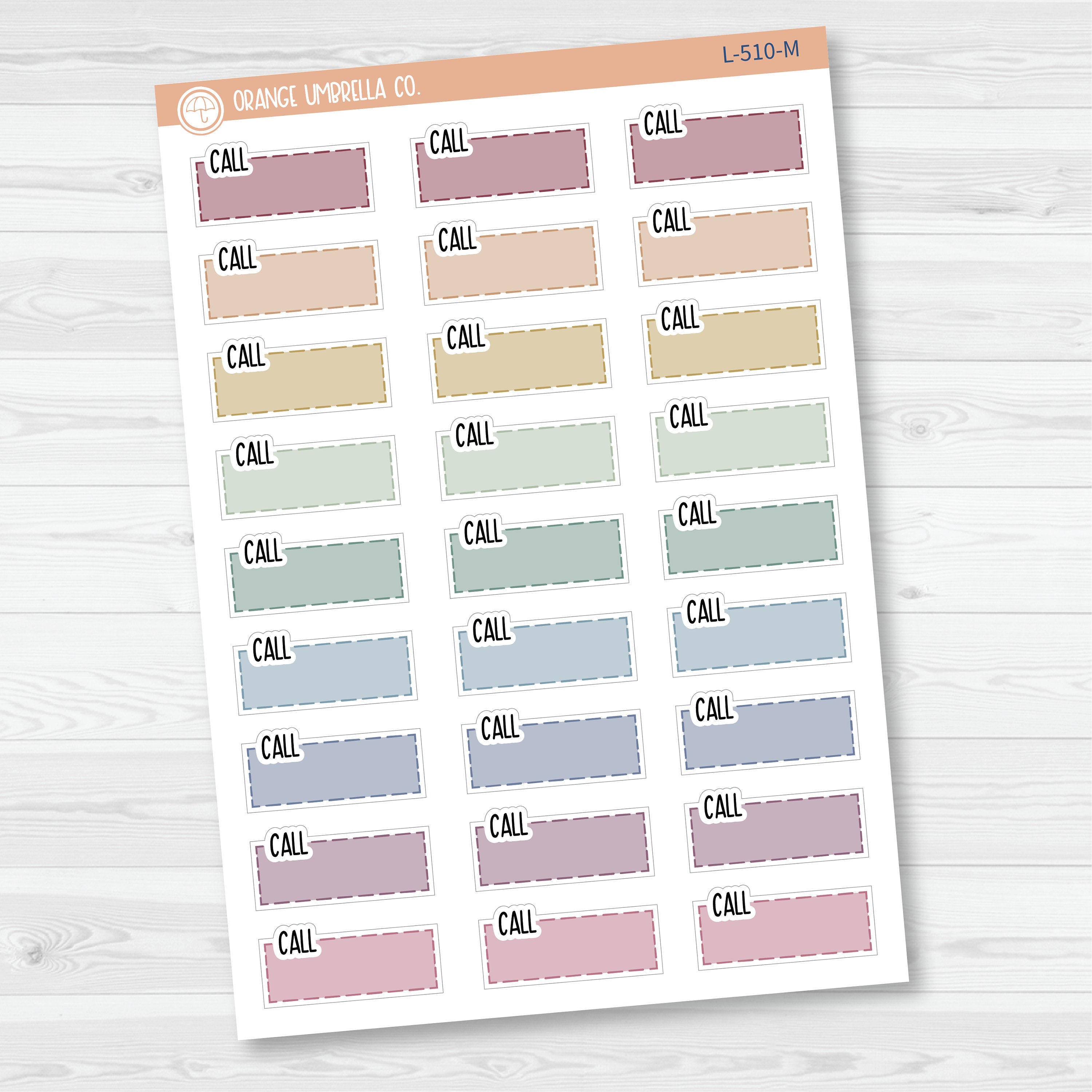 Call Hobonichi Color Stitched Quarter BoxPlanner Stickers | L-510