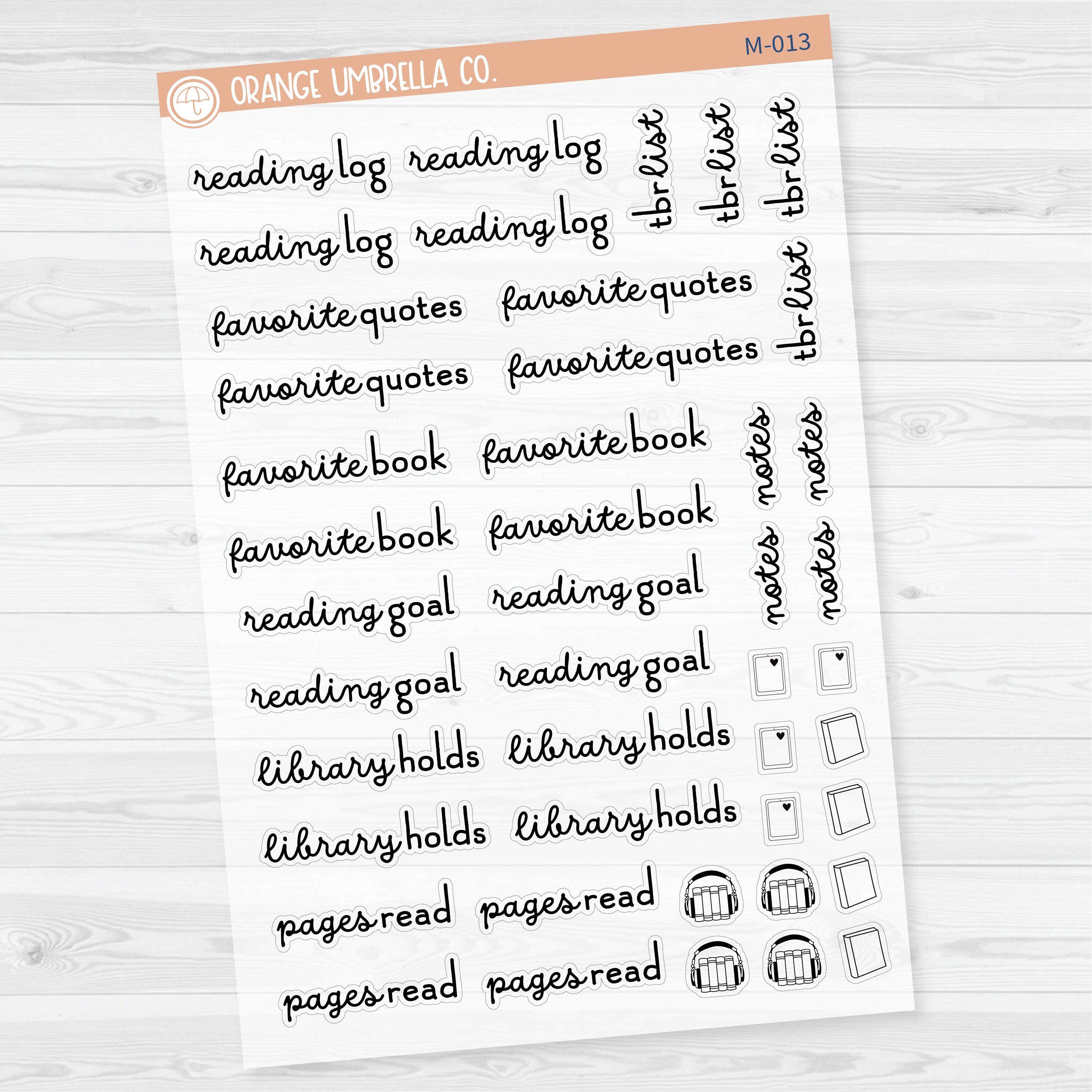 Reading Note Sheet Builder Planner Stickers | Clear Matte | M-013-, M-014 & M-015-BCM