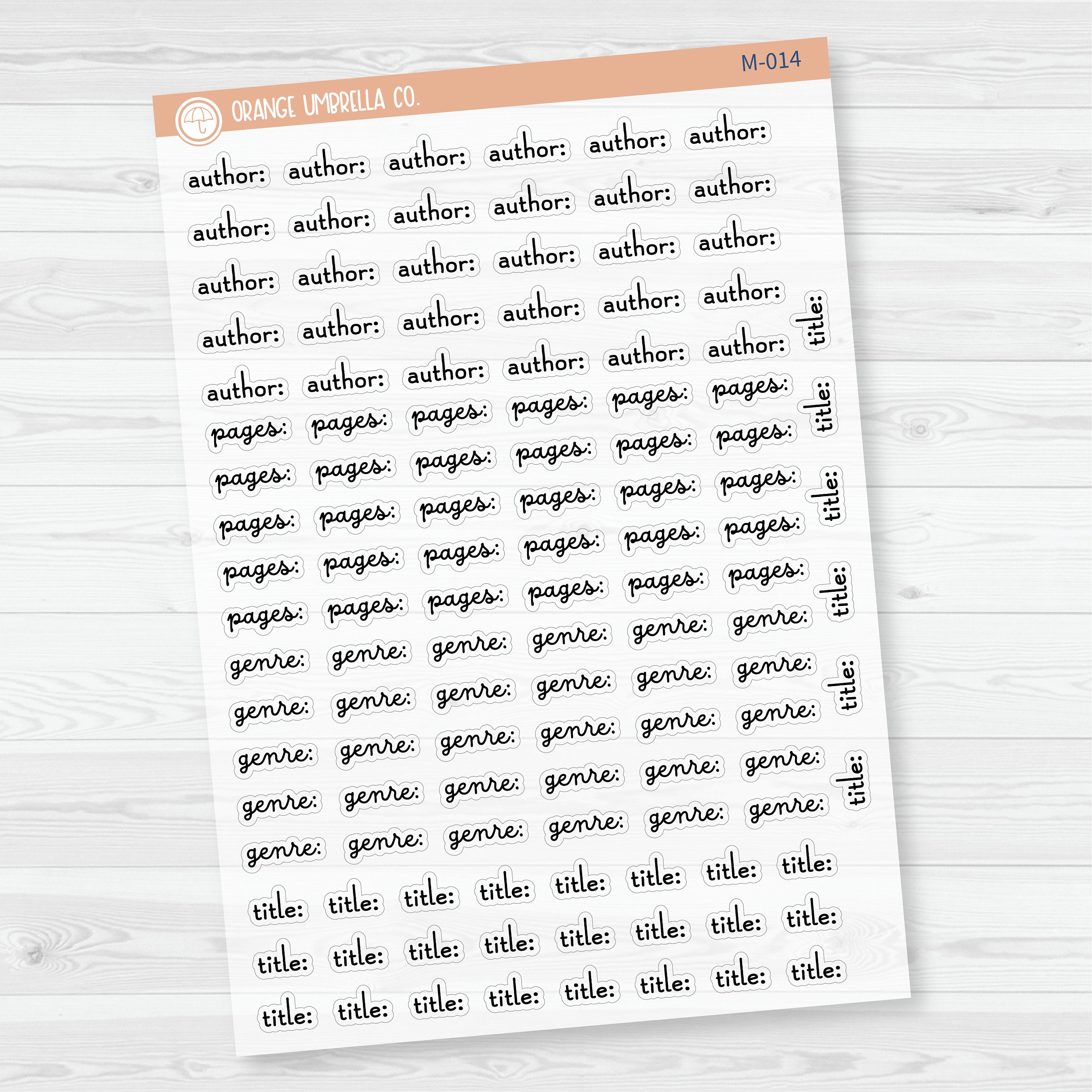 Reading Note Sheet Builder Planner Stickers | Clear Matte | M-013-, M-014 & M-015-BCM