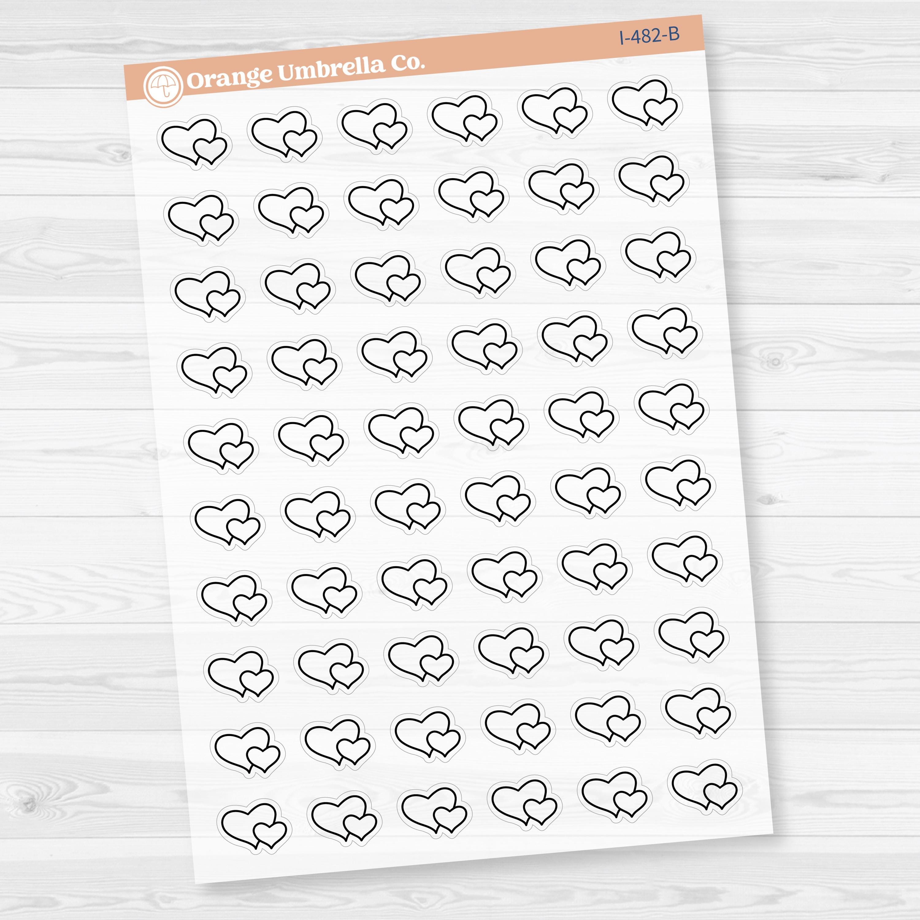 Hand Doodled Hearts Icon Planner Stickers | Clear Matte | I-482-CM