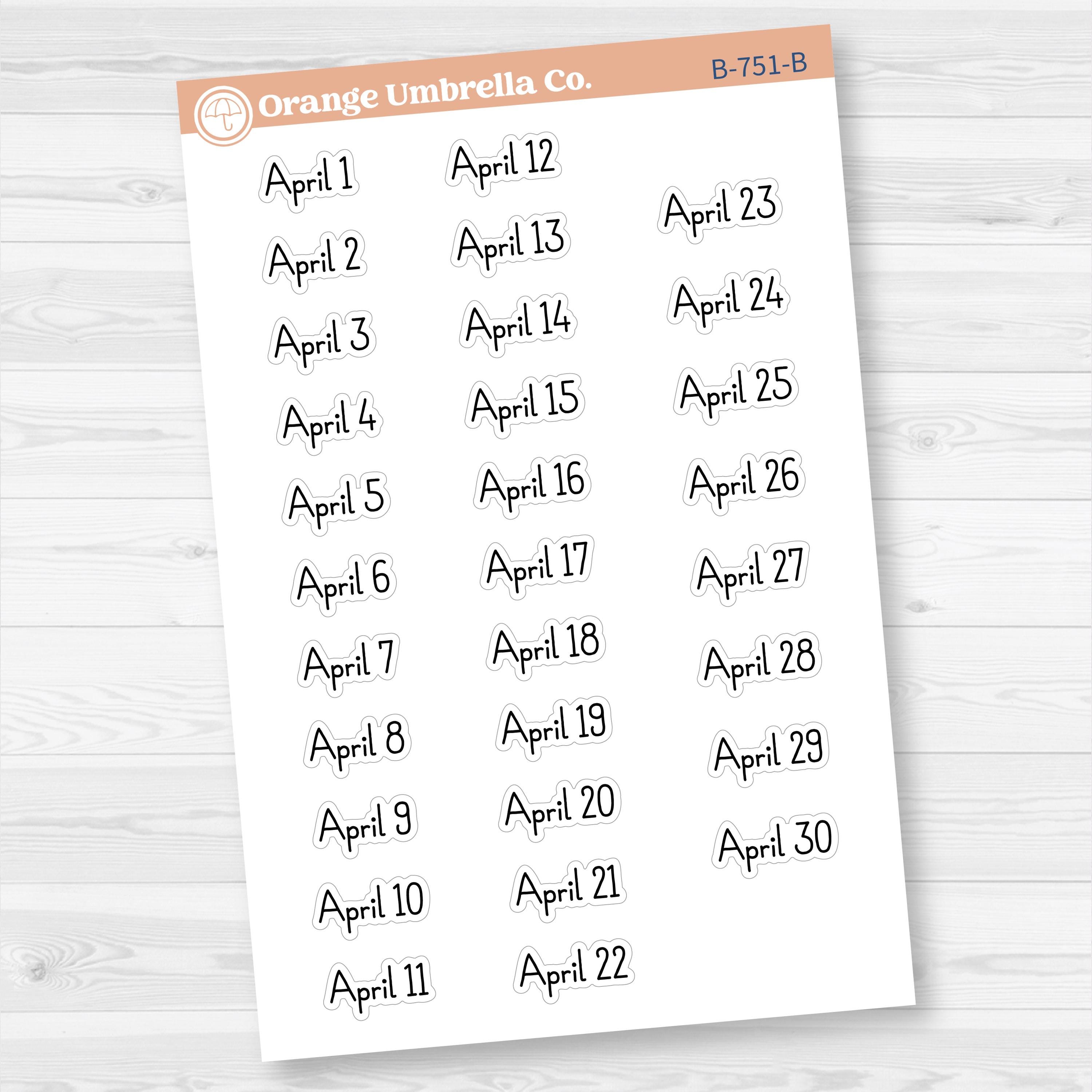 Dates of the Month Planner Stickers and Labels | F16 Print | B-748-753-B
