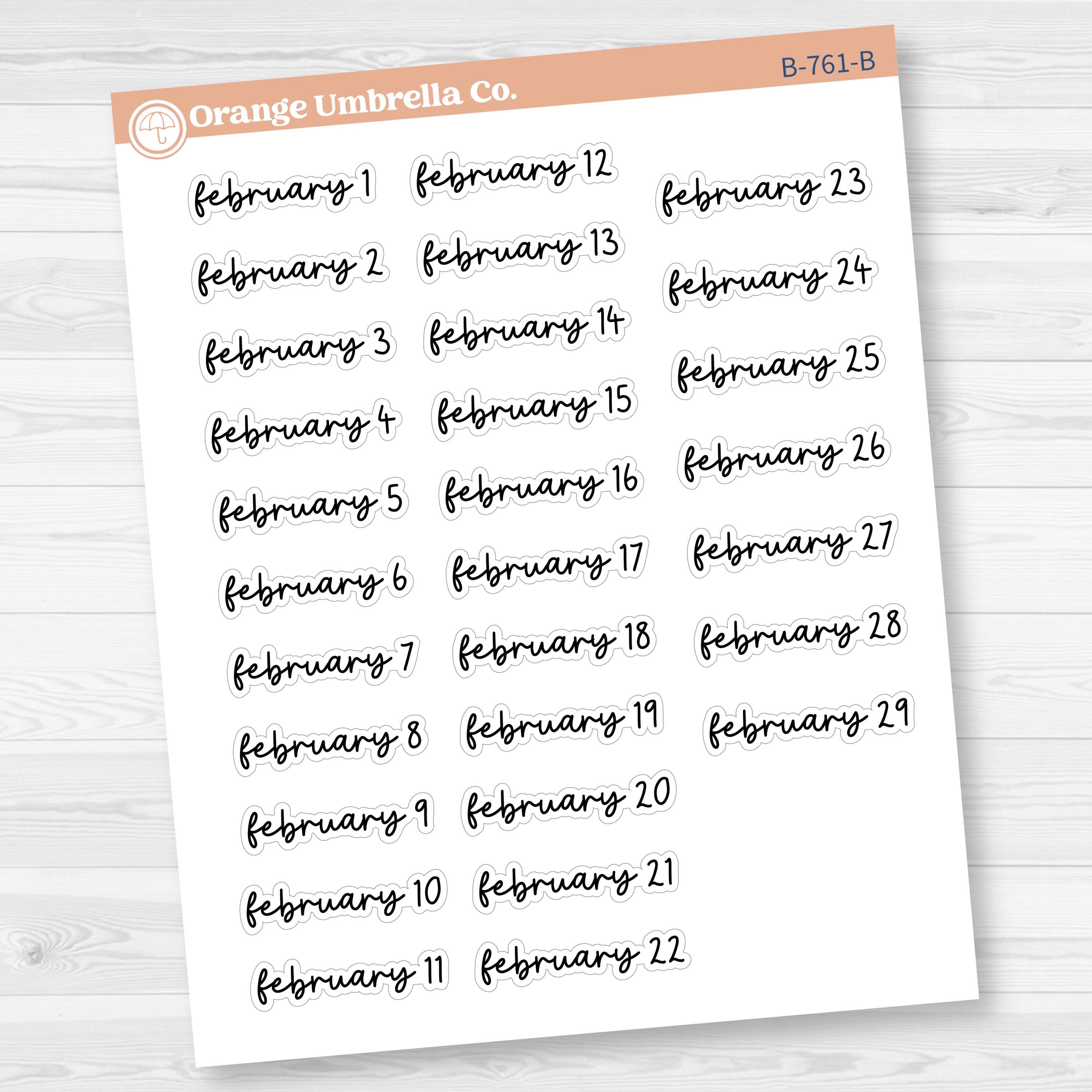 Dates of the Month Planner Stickers and Labels | FC17 Script | B-760-765-B