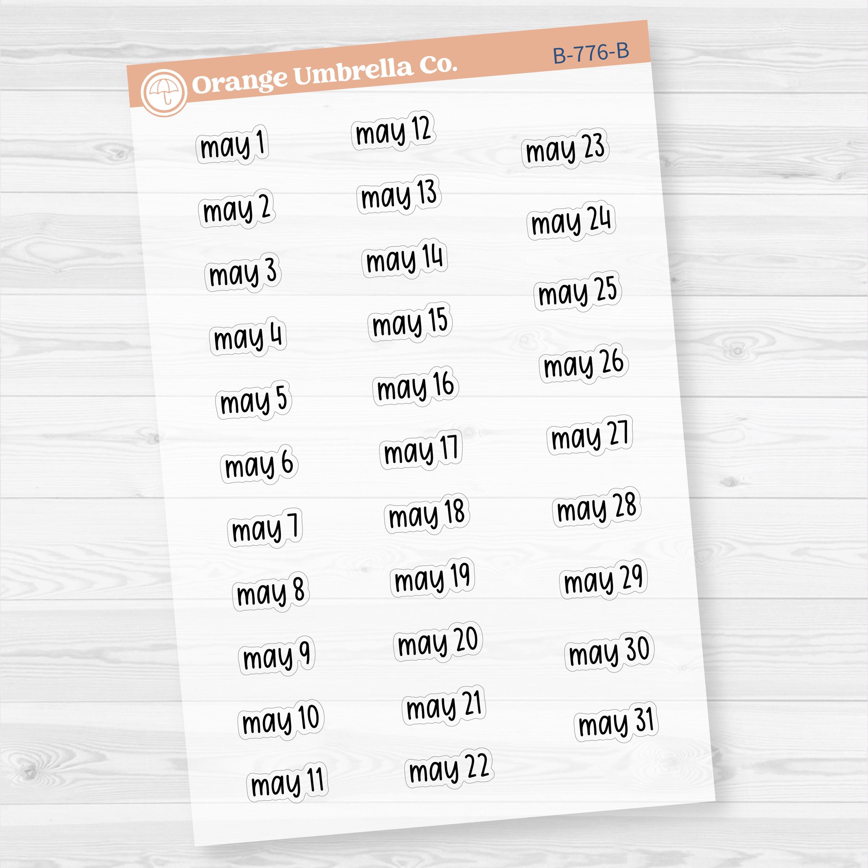 Dates of the Month Planner Stickers and Labels | F17 Print Clear Matte | B-772-777-BCM