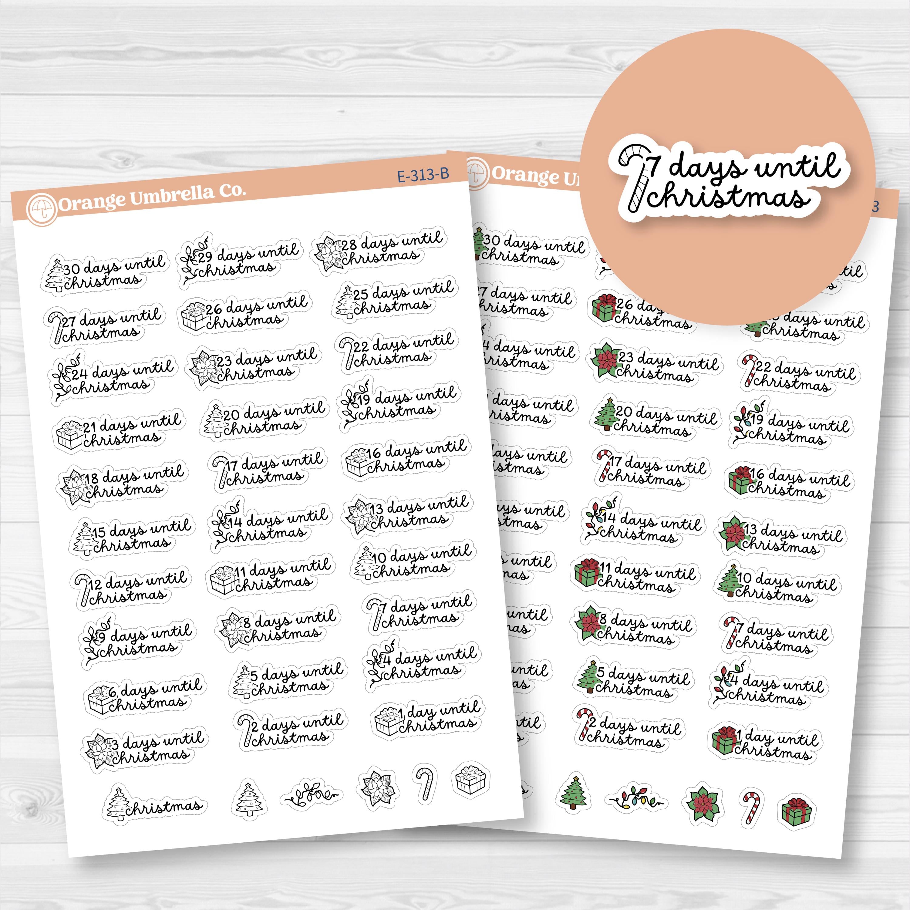 Christmas Icon Countdown Planner Stickers | F16 | E-313