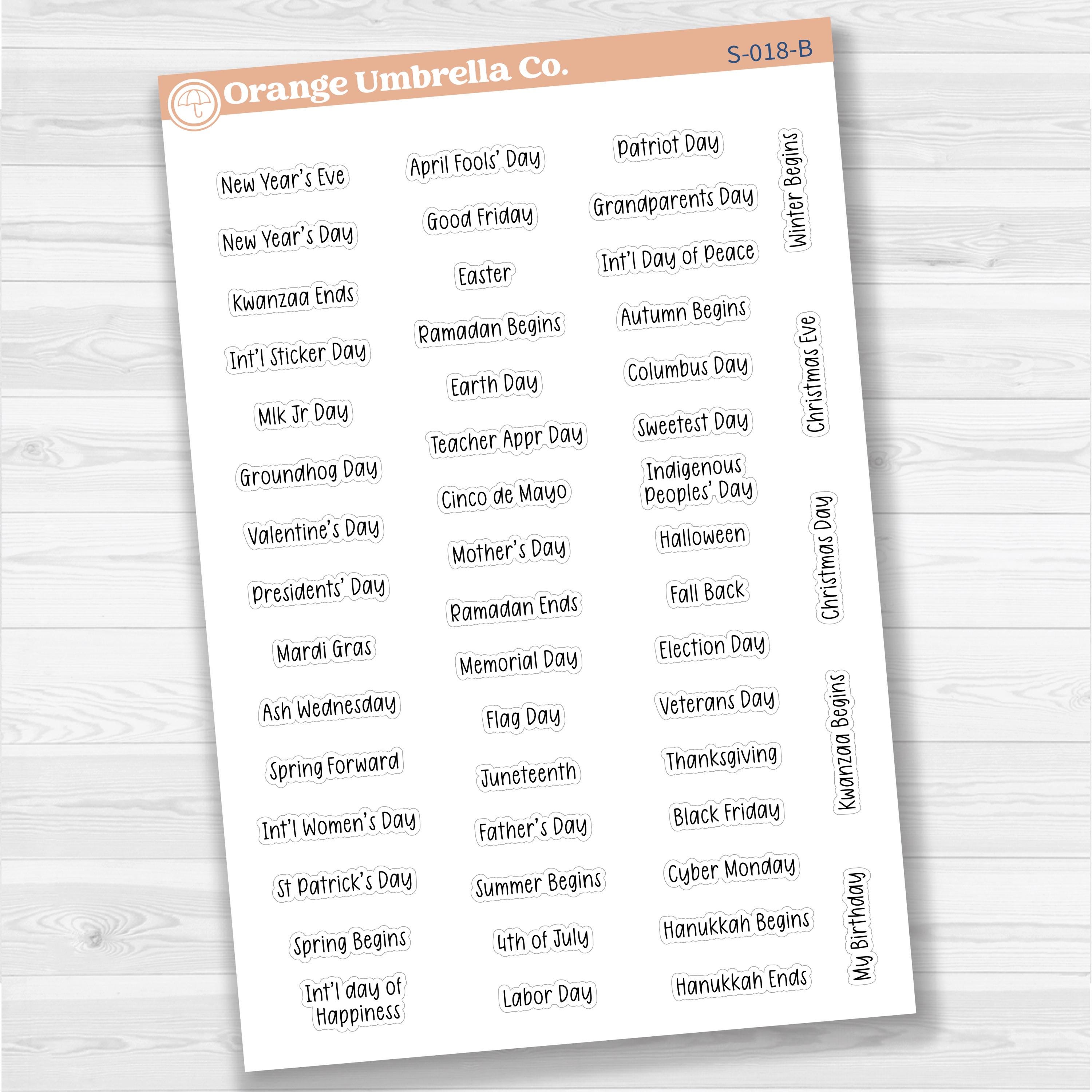US Holiday Script Planner Stickers | F17 Print | S-018