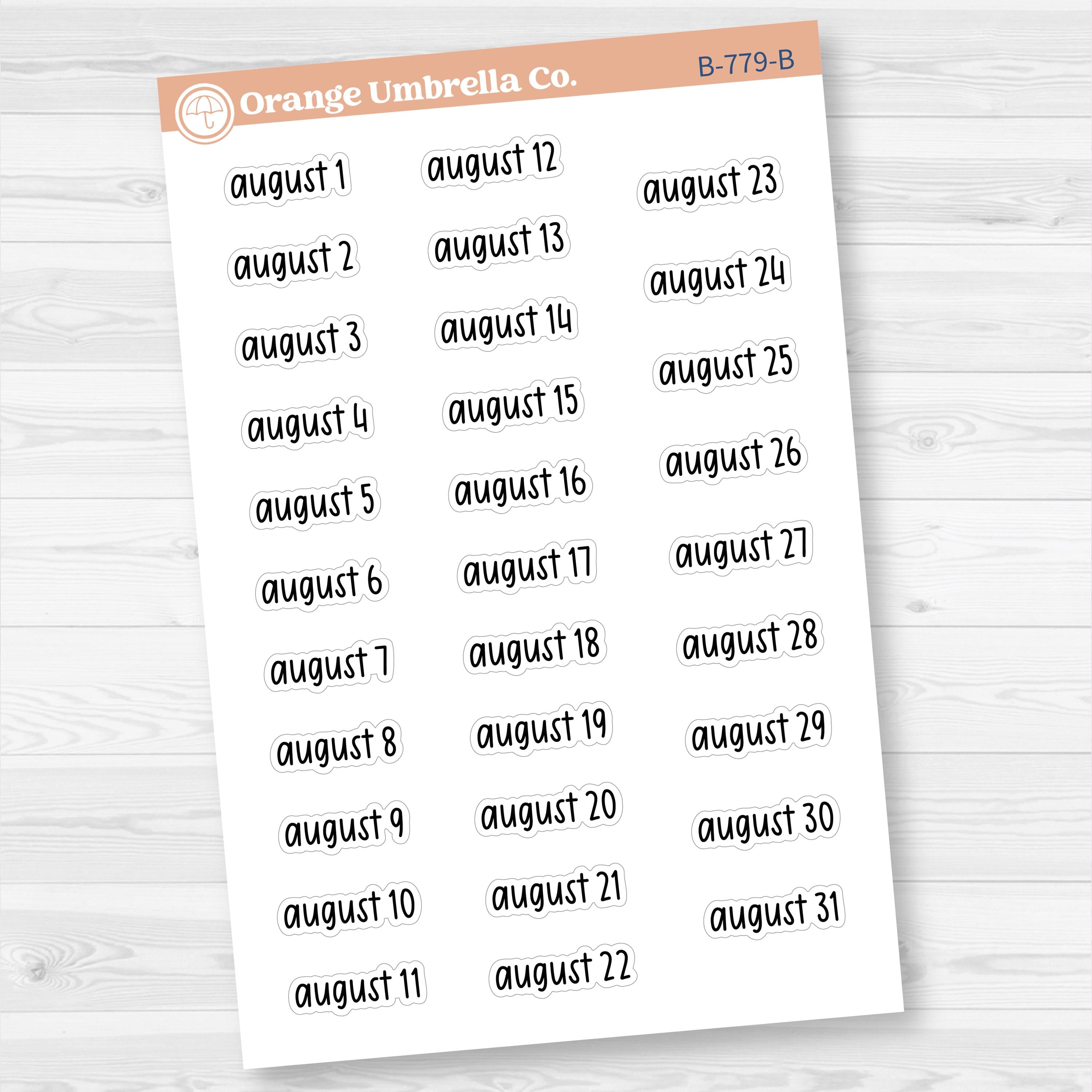 Dates of the Month Planner Stickers and Labels | F17 Print | B-778-783-B