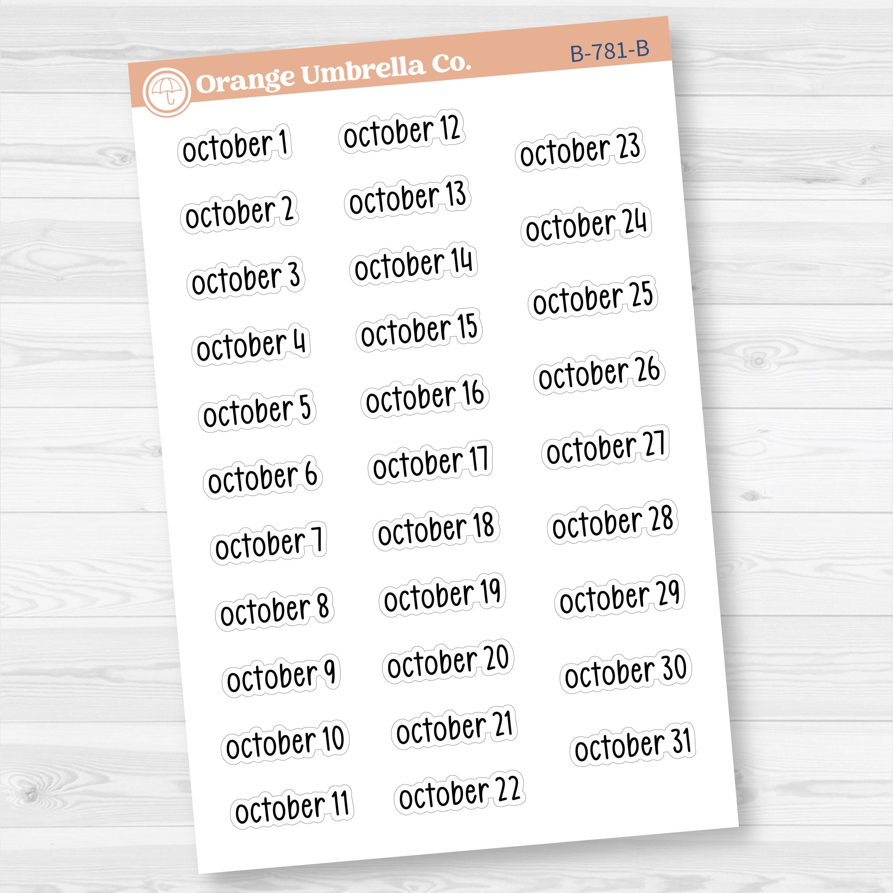 Dates of the Month Planner Stickers and Labels | F17 Print | B-778-783-B