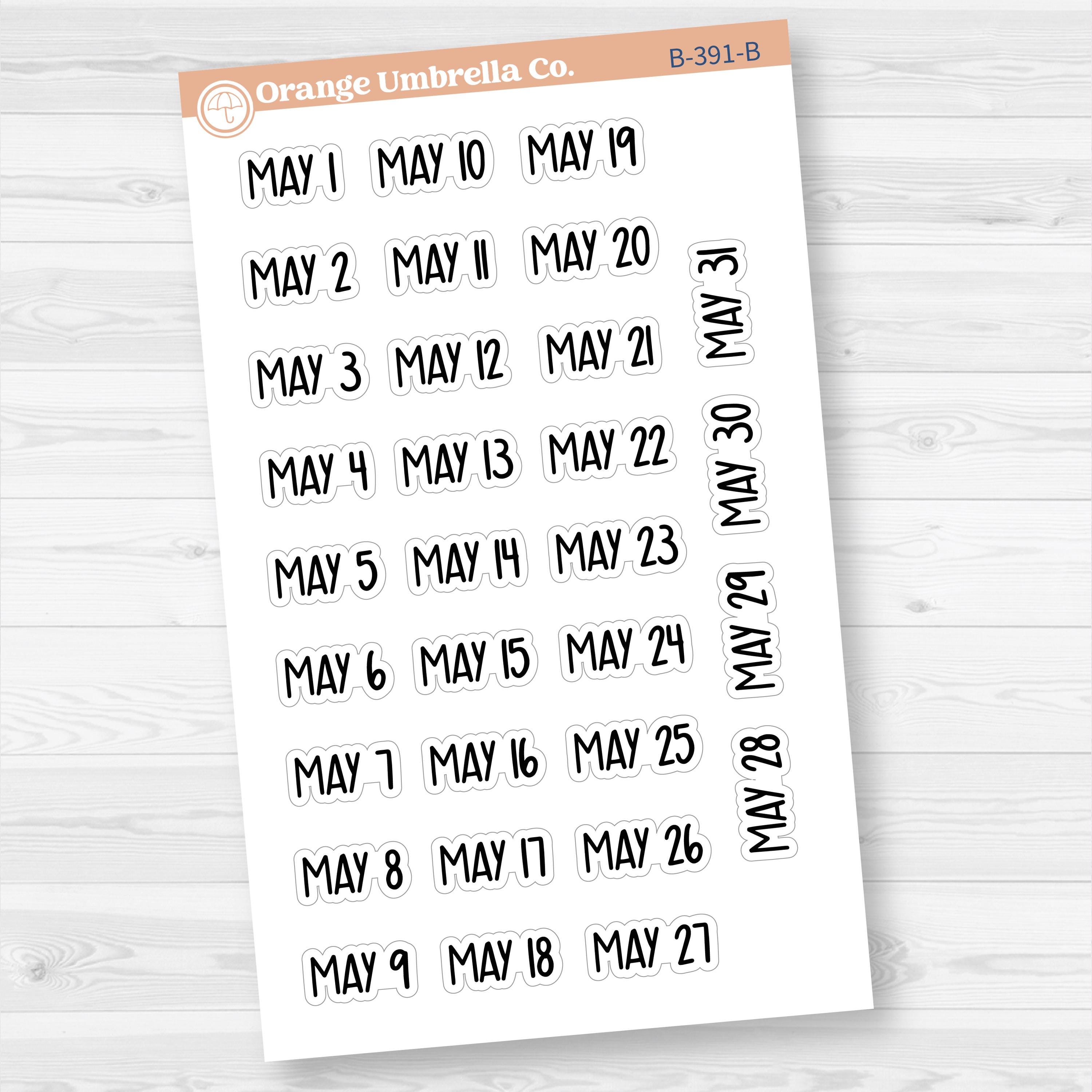 Dates of the Month Planner Stickers and Labels | F8 | B-387-392-B