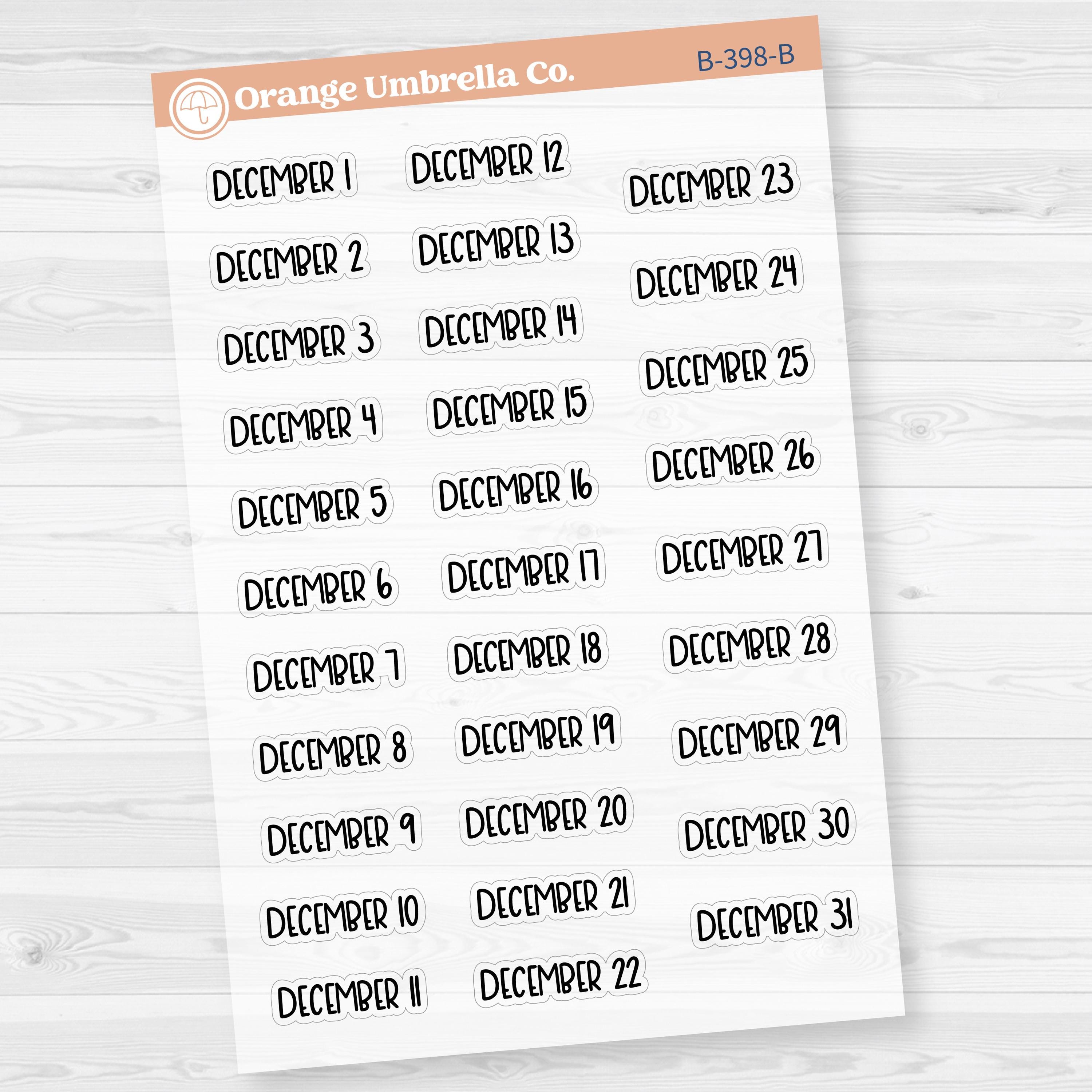 Dates of the Month Planner Stickers and Labels | F8 Clear Matte | B-393-398-BCM