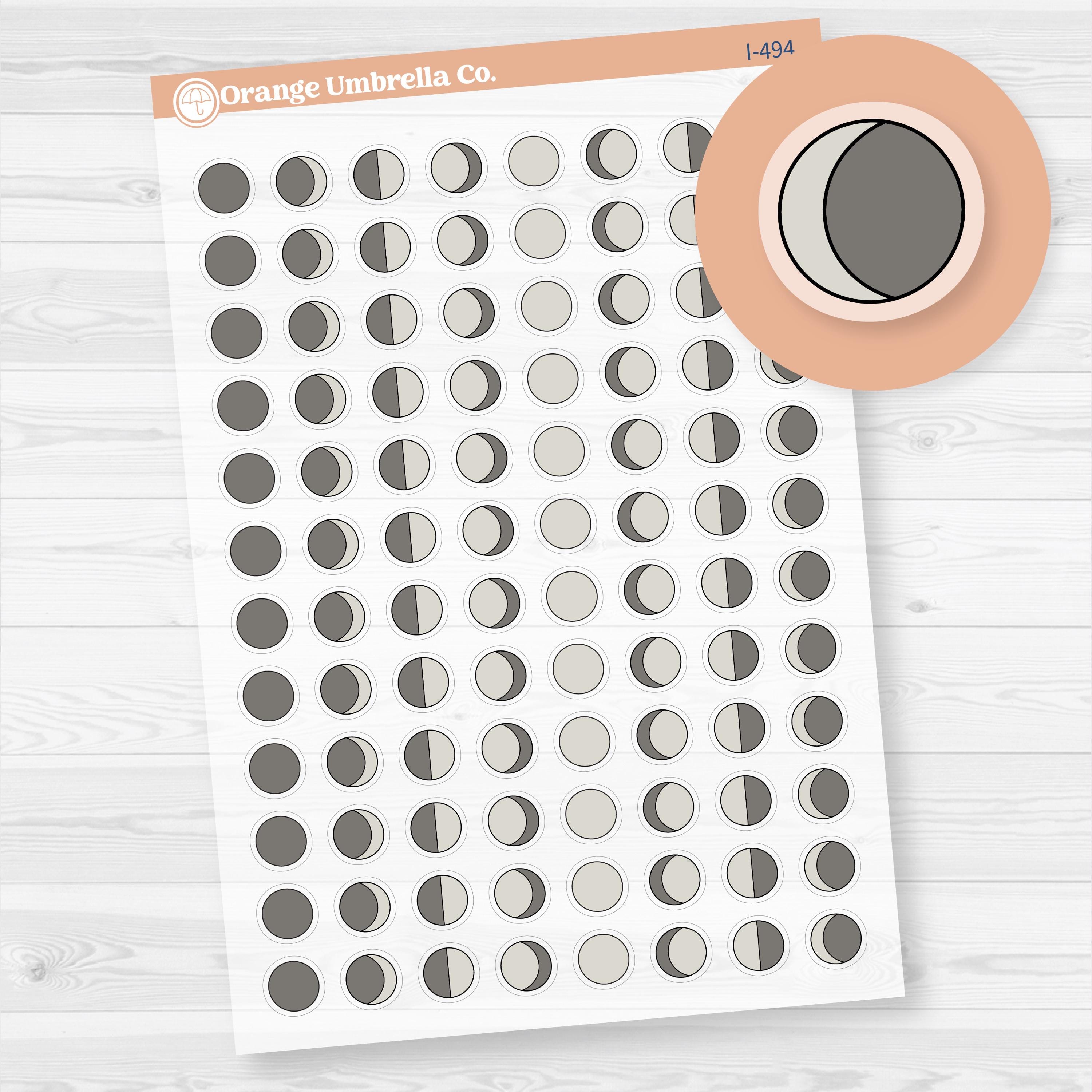 Moon Phases Hand Doodled Icon Planner Stickers | Moon Tracker stickers
