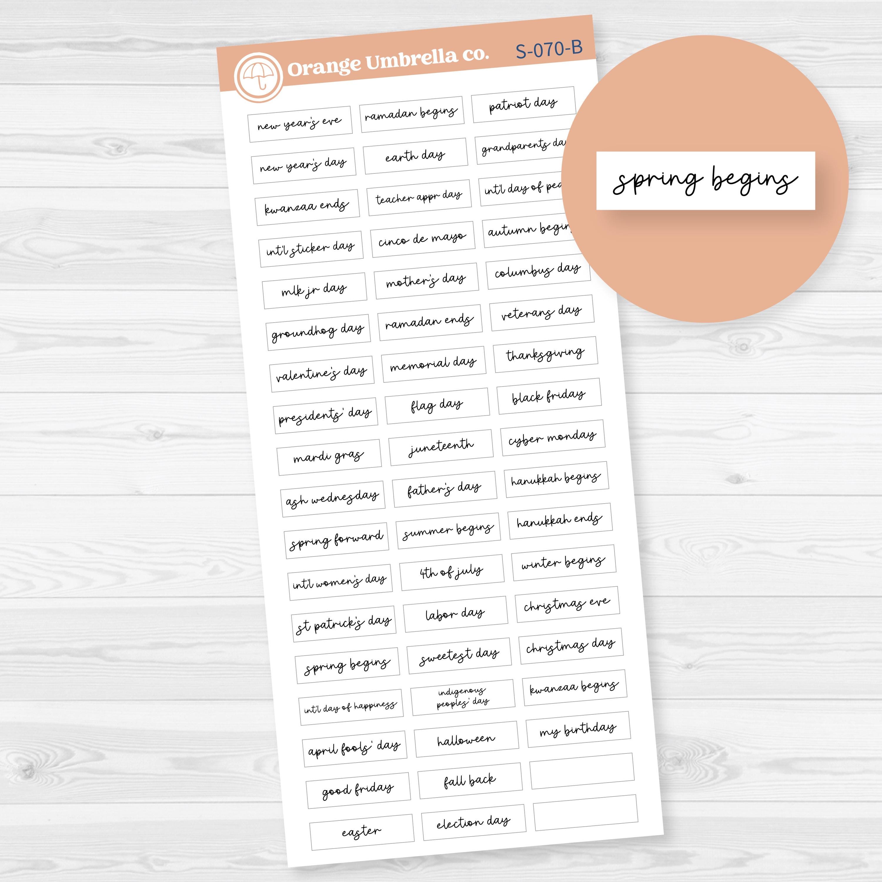 Hobonichi Weeks Holidays Script Planner Sticker | F17 Script | S-070-B