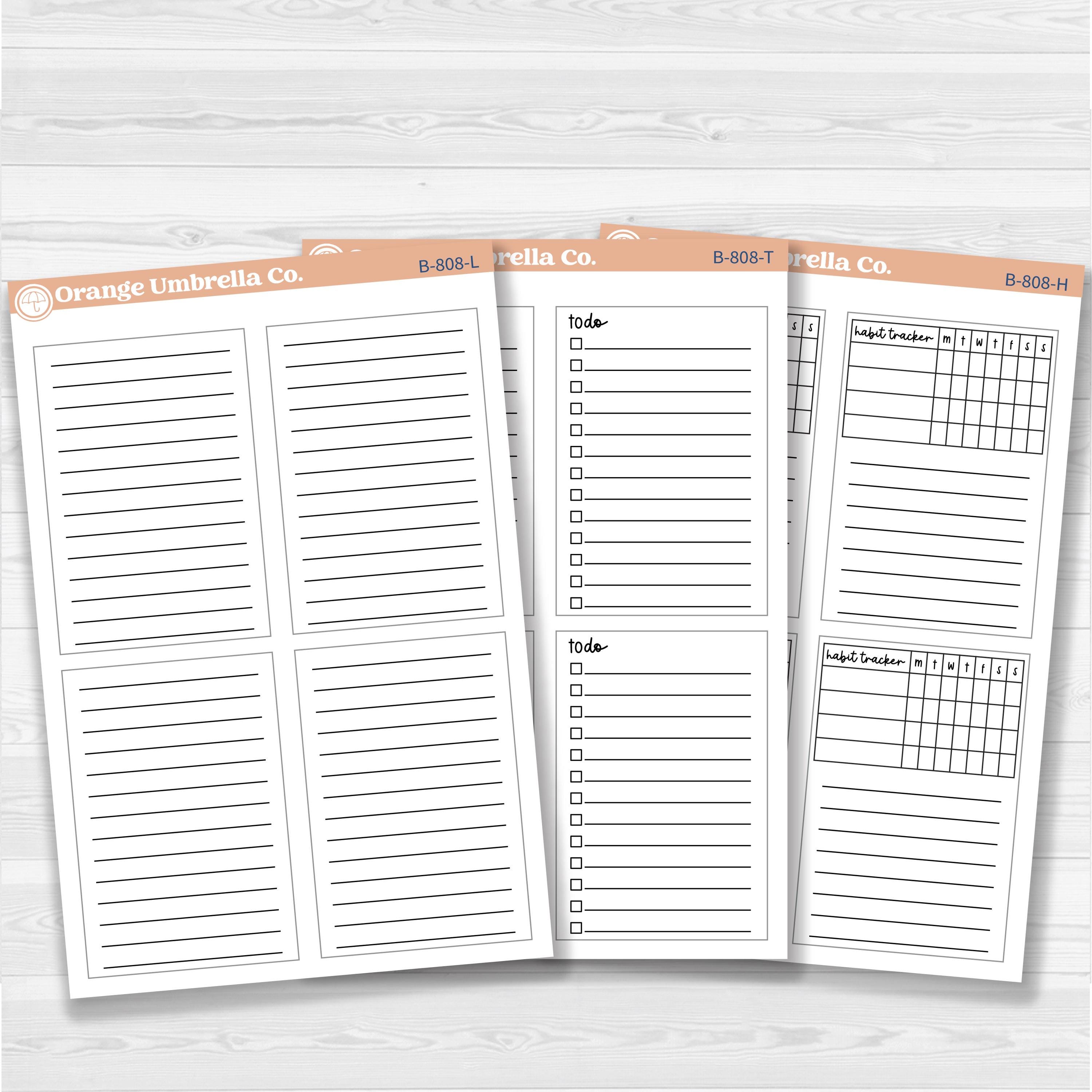 A5 Compact Vertical Boxes For Erin Condren | Basic Planner Stickers | B-808