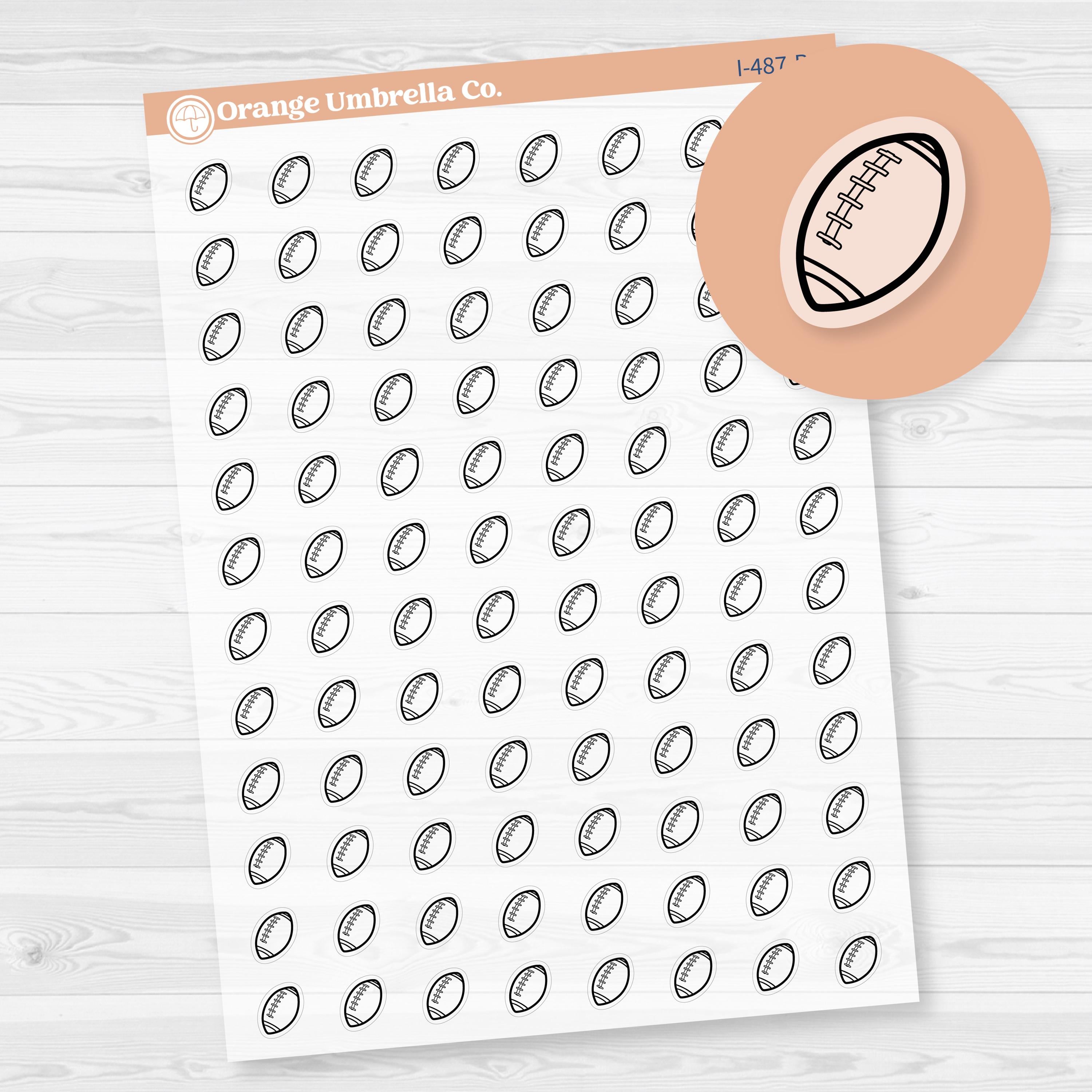 Hand Doodled Football Icon Planner Stickers | Clear Matte | I-487-BCM