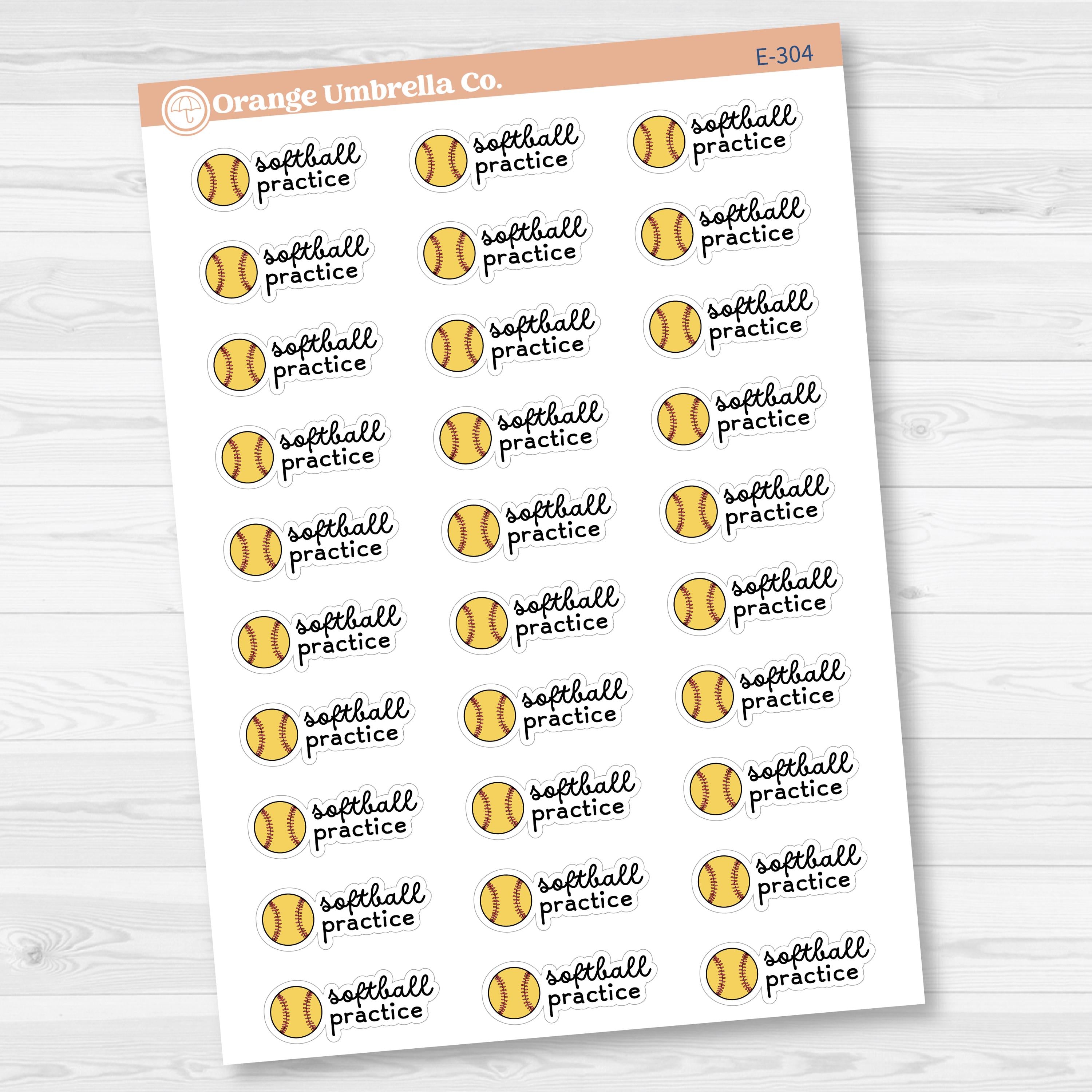 Softball Practice Event Label Planner Stickers | F16 | E-304