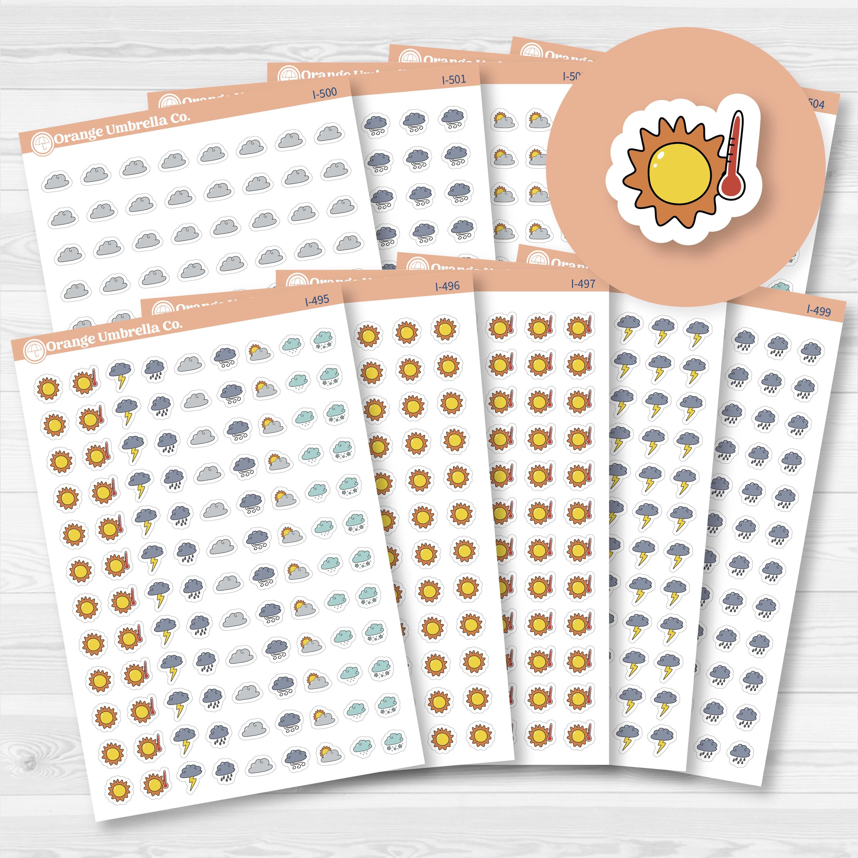 Hand Doodled Weather Icons Planner Stickers | I-495-504