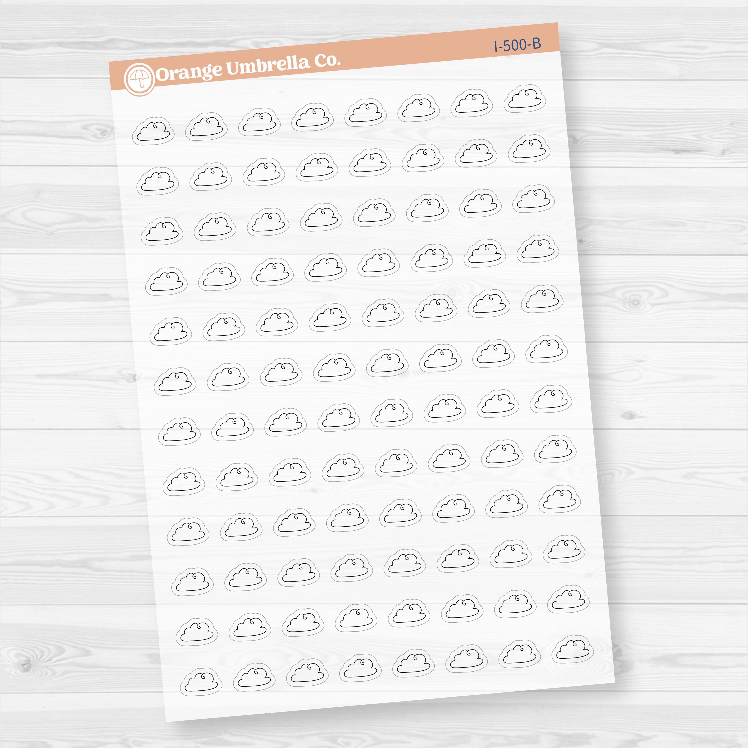 Hand Doodled Weather Icons Planner Stickers | Clear Matte | I-495-504-BCM