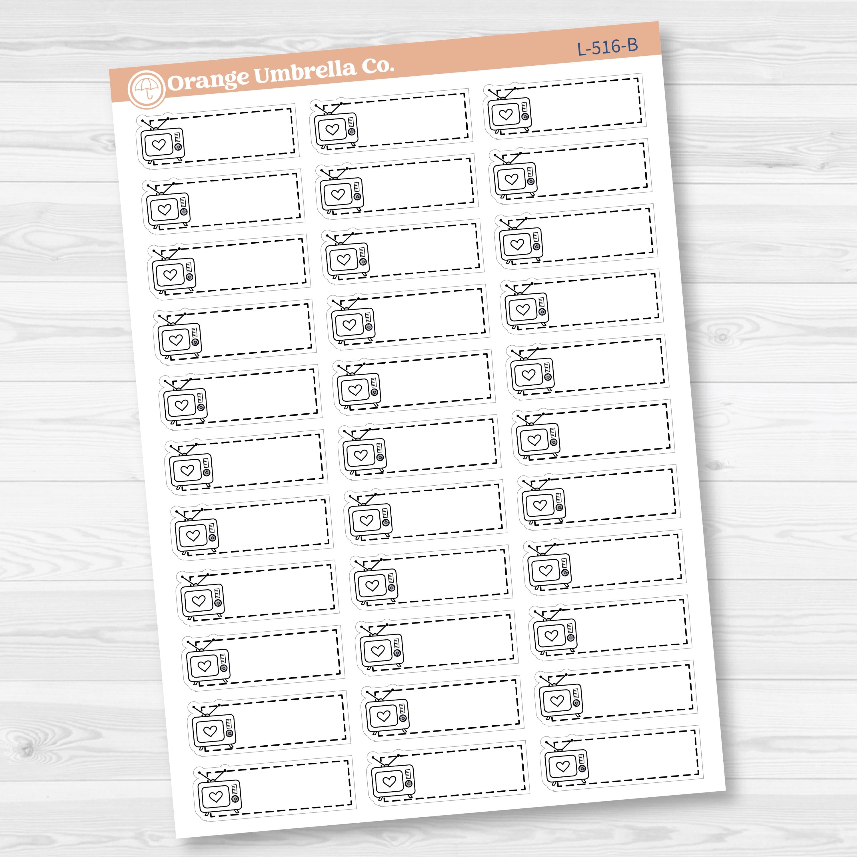 TV/Television Stitched Labels Planner Stickers | L-516