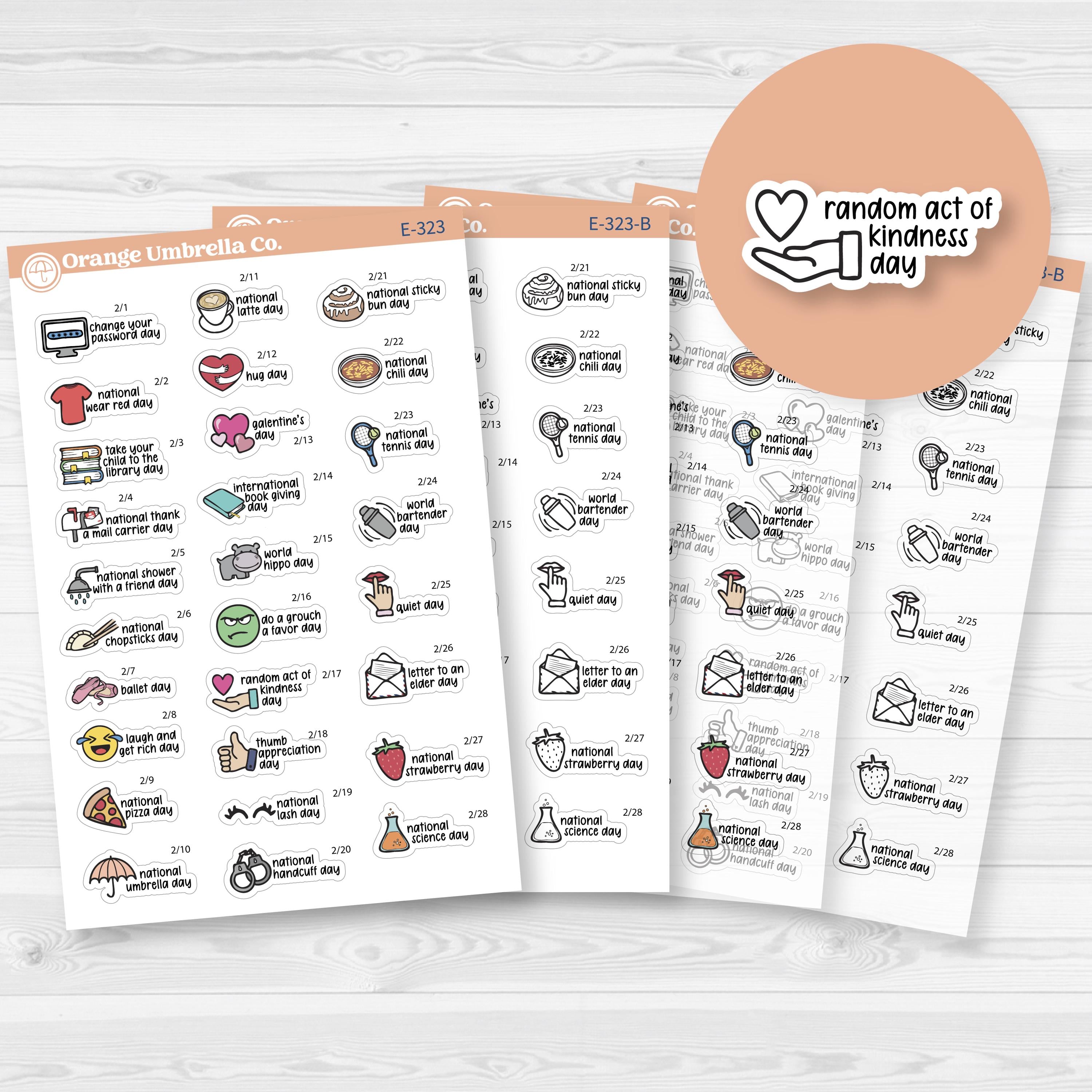 February Wacky Holidays Mini Script Planner Stickers | F17 | E-323