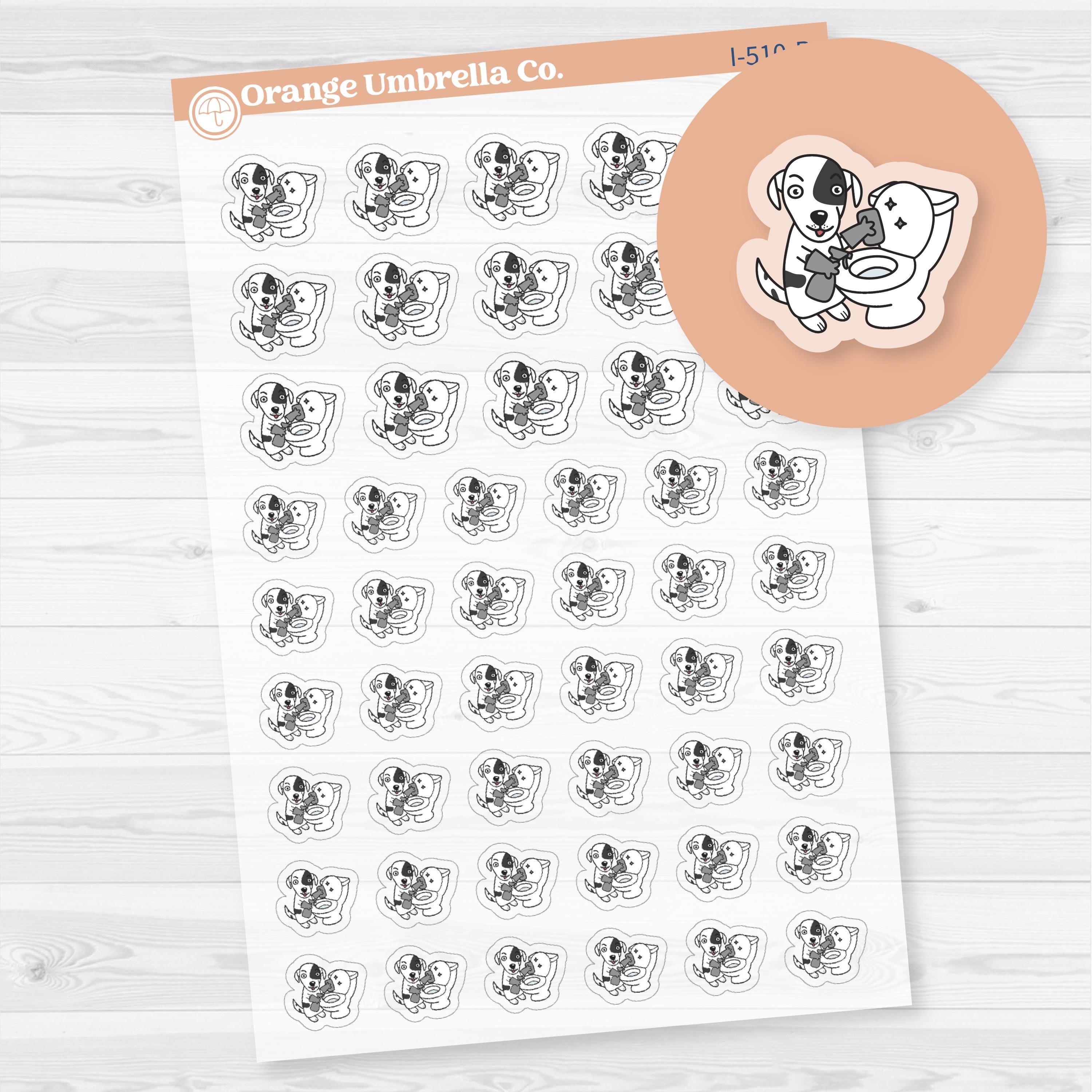 Stella Cleaning Bathroom Toilet | Chore Icons Planner Stickers | Clear Matte | I-510-BCM