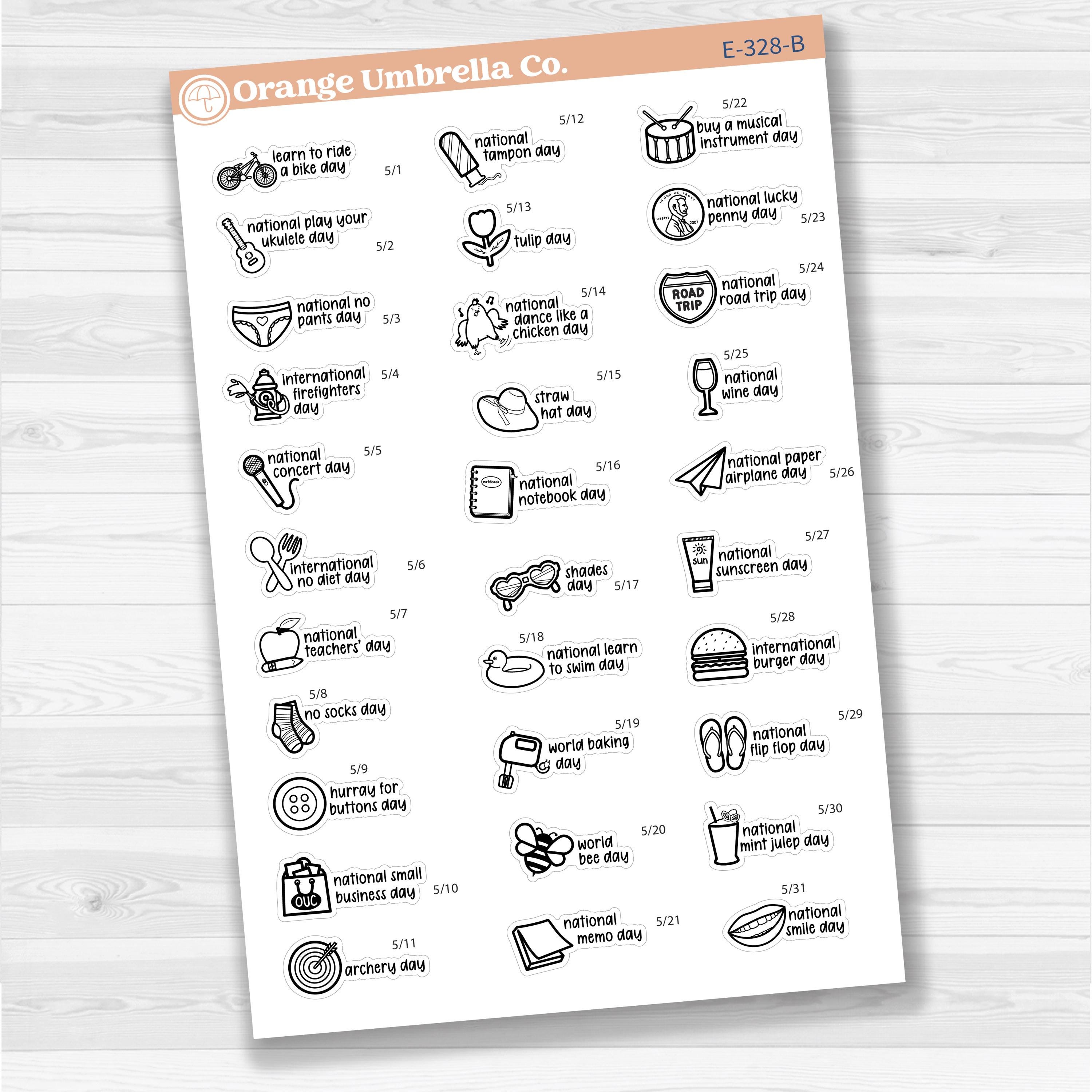 May Wacky Holidays Planner Stickers | F17 | E-328