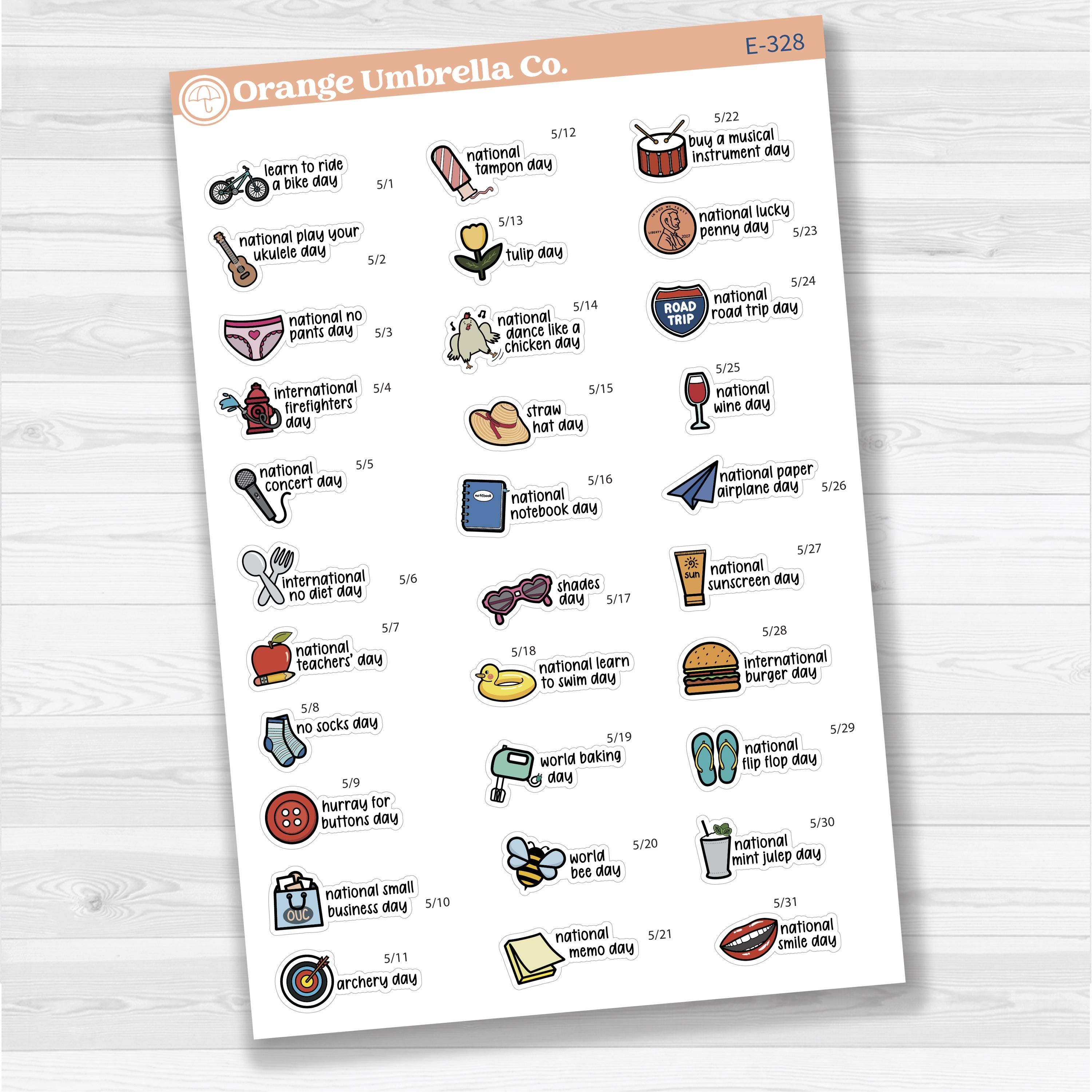 May Wacky Holidays Planner Stickers | F17 | E-328