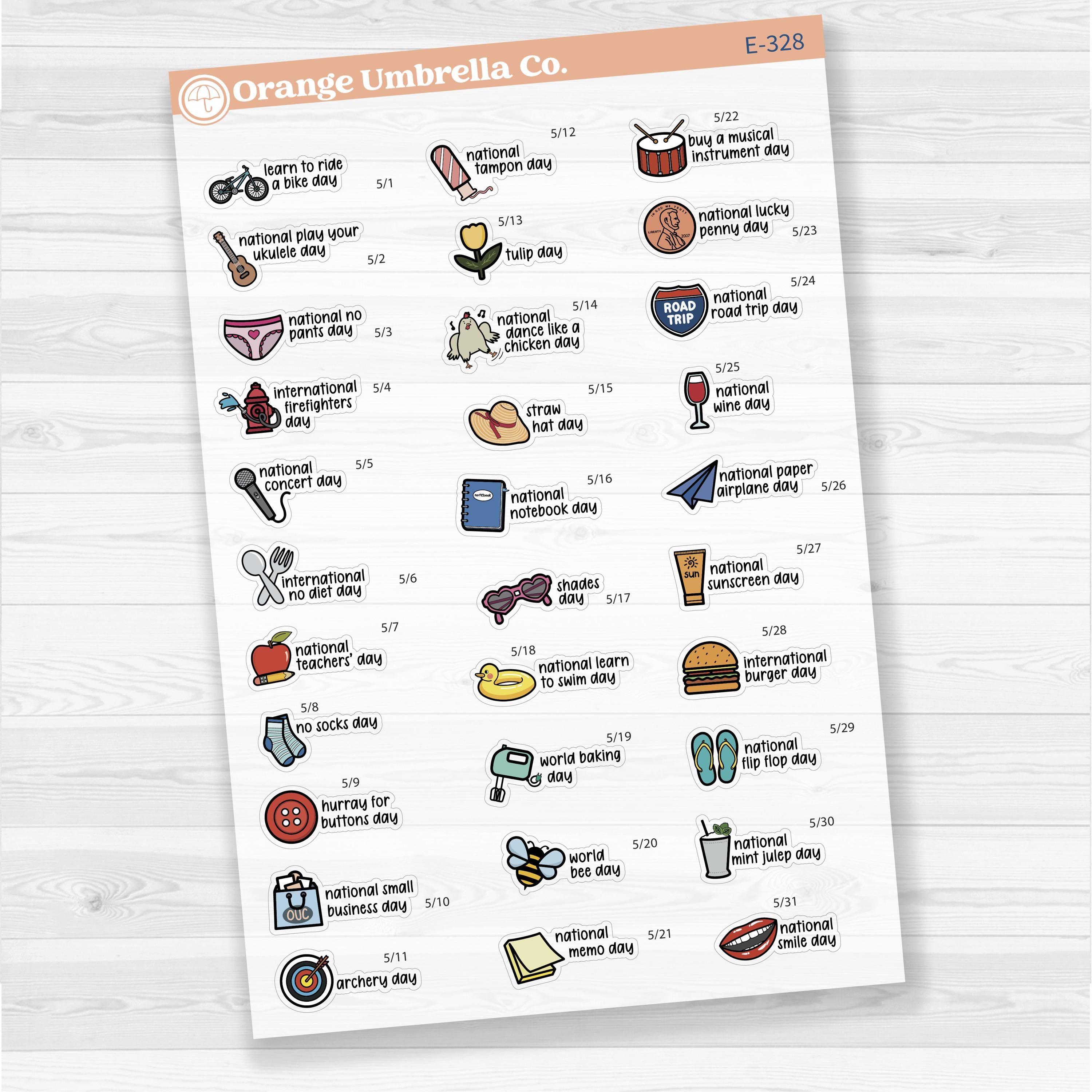 May Wacky Holidays Planner Stickers | F17 | E-328
