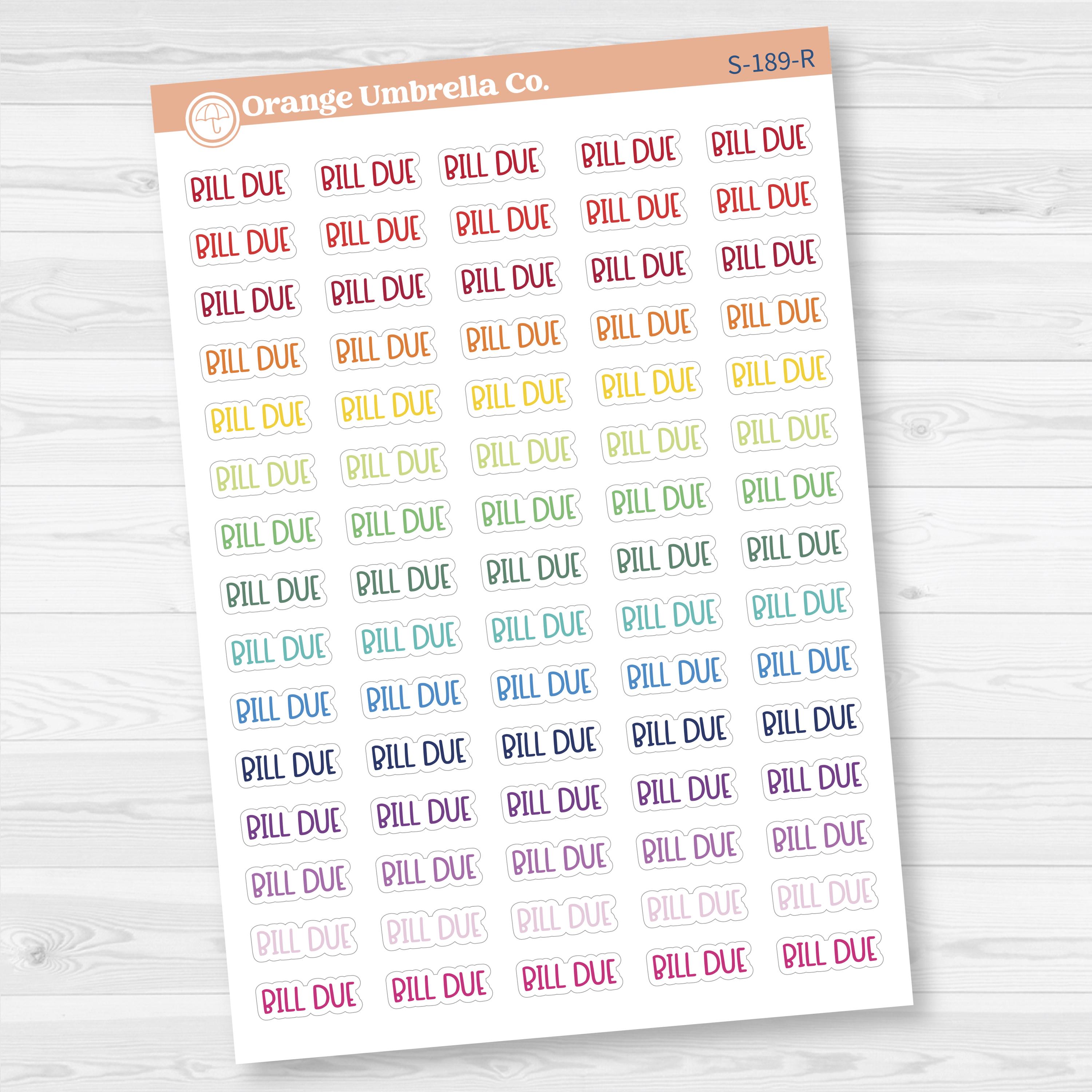 Bill Due Script Planner Stickers | F8 | S-189