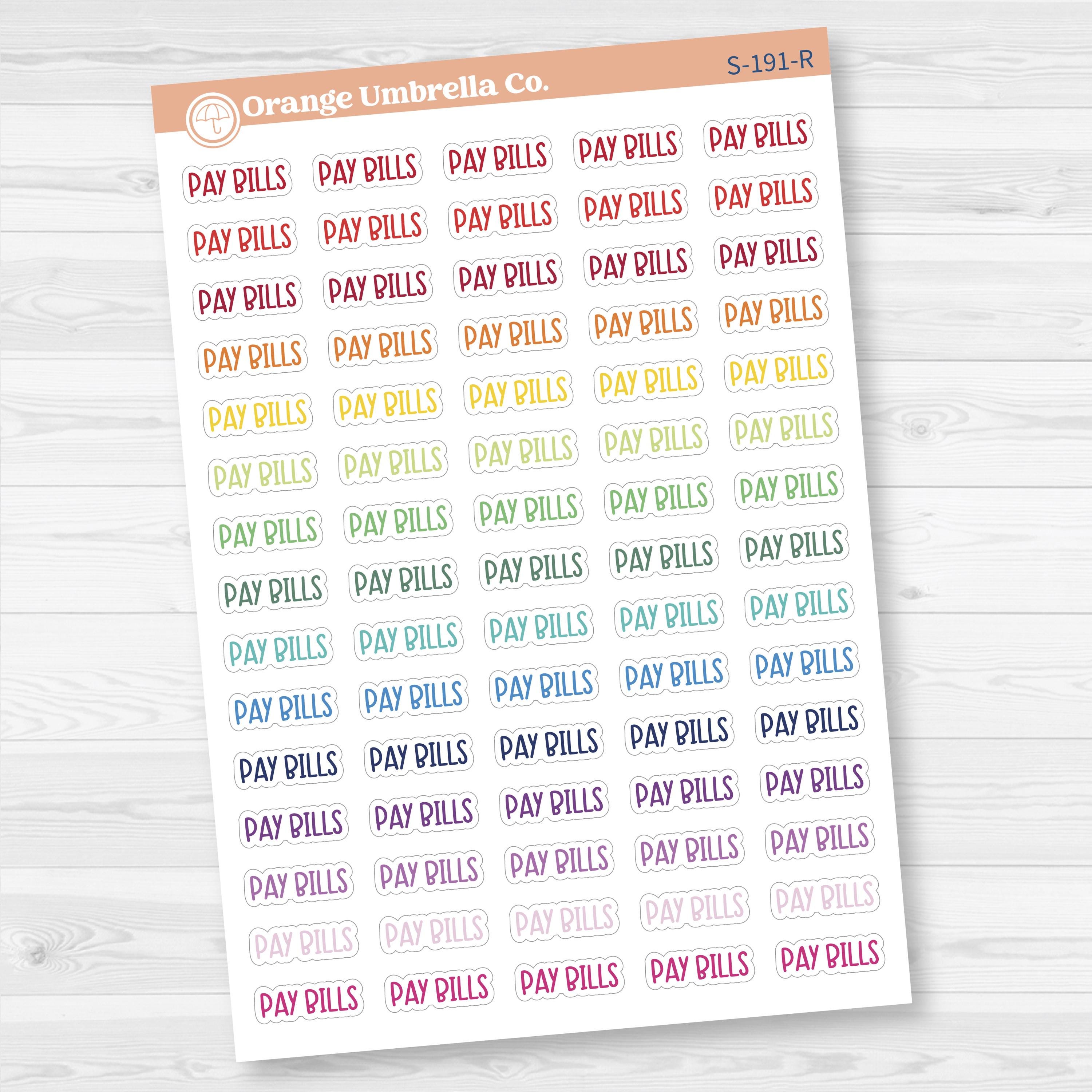 Pay Bills Planner Stickers | F8 | S-191