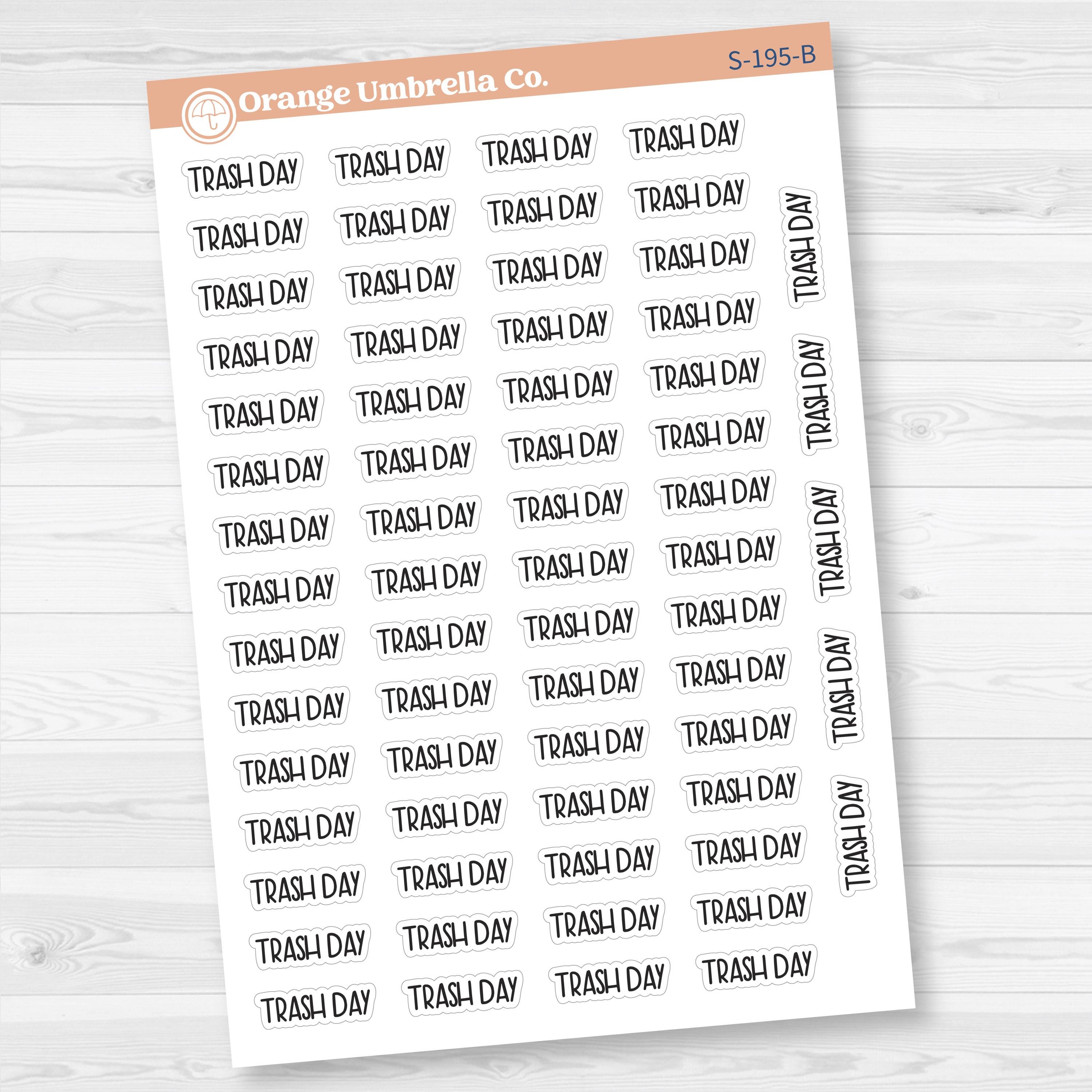 Trash Day Planner Stickers | F8 | S-195