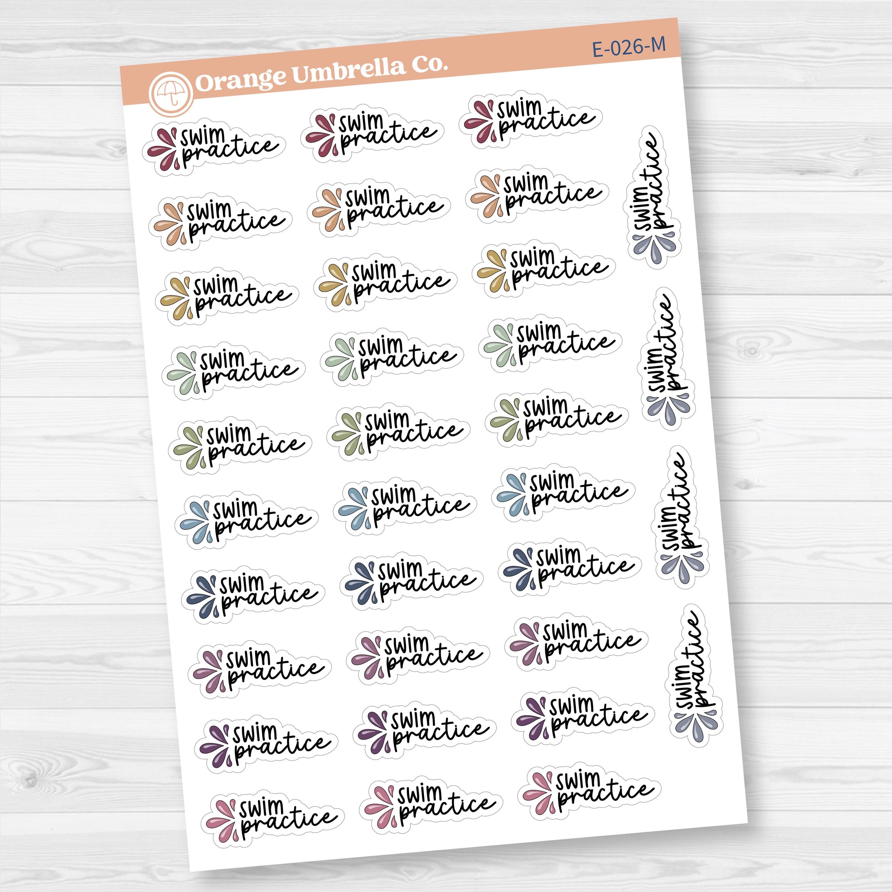 Swim Practice Icon Script Planner Stickers | F17 | E-026