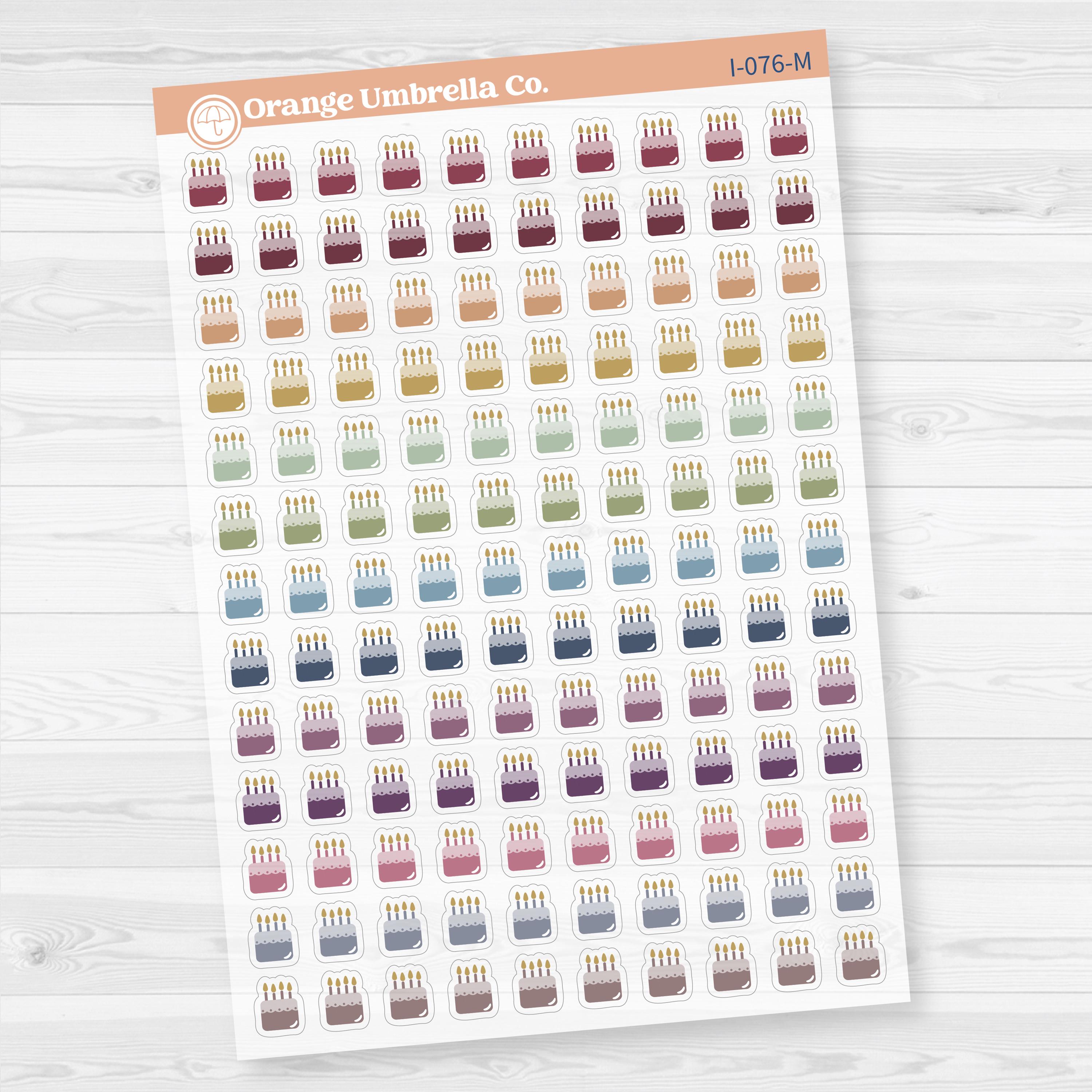 Micro Birthday Cake Icons Planner Stickers | Clear Matte | I-076-CM