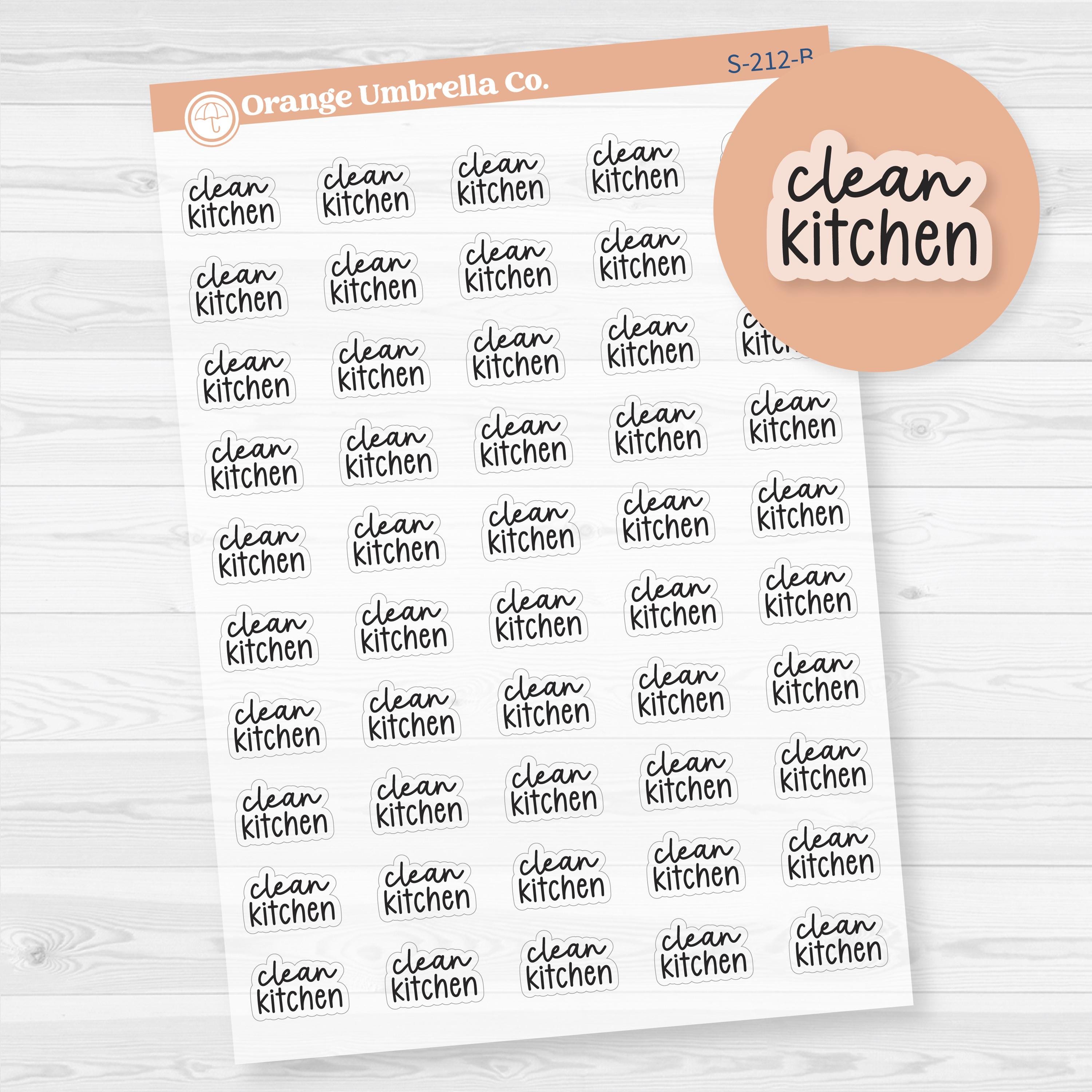 Clean Kitchen Script Planner Stickers | F17 | Clear Matte | S-212-BCM